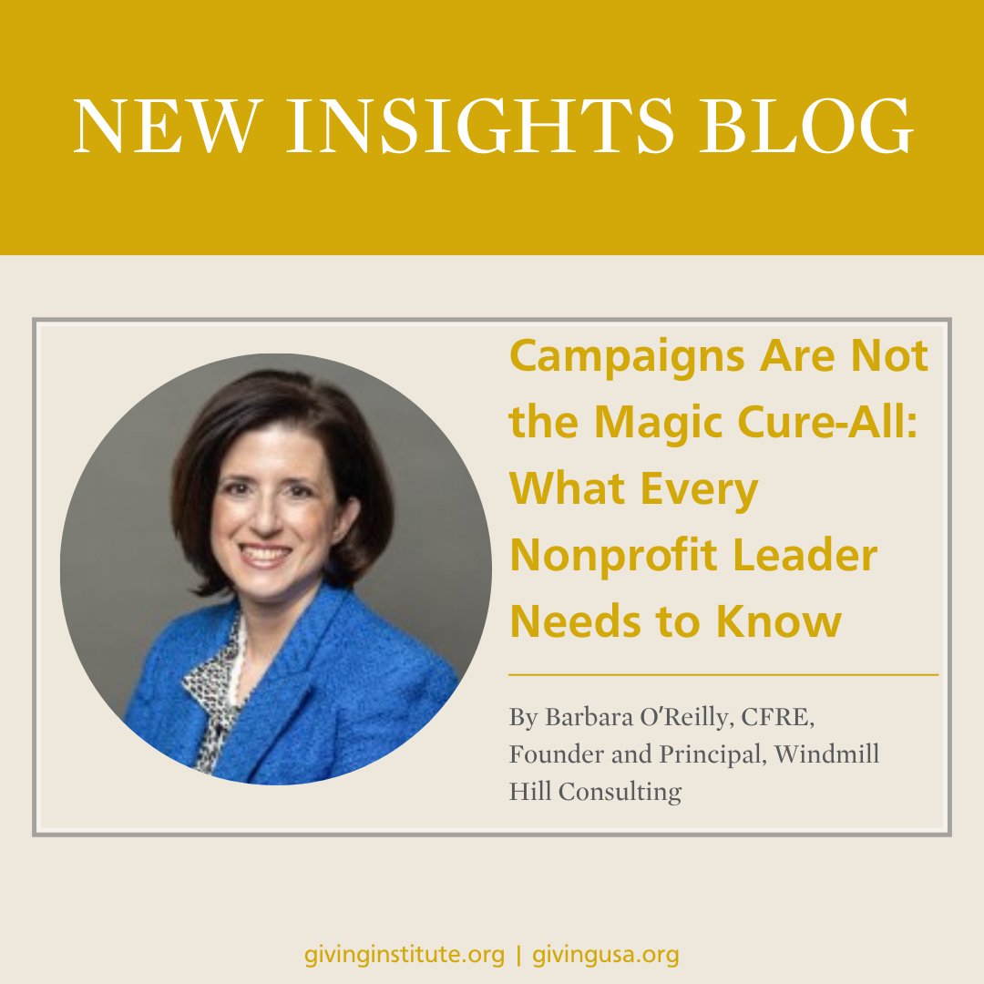 GivingUSA's tweet photo. In this week’s blog from Windmill Hill Consulting learn candid insights on when a campaign makes sense, what it really takes to succeed, and why strong planning and relationships matter more than the final dollar total.

Read here: https://t.co/kooegtXRKn https://t.co/9KIF15CN9B