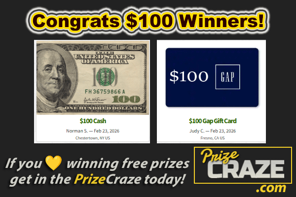 🥳Congrats $100 Cash💸and $100 Gap Gift Card🎁#Winners!🏆

If you 💝LOVE #winning FREE PRIZES...
👇
Get in the PrizeCraze today: ow.ly/iaXM50Yo4K3