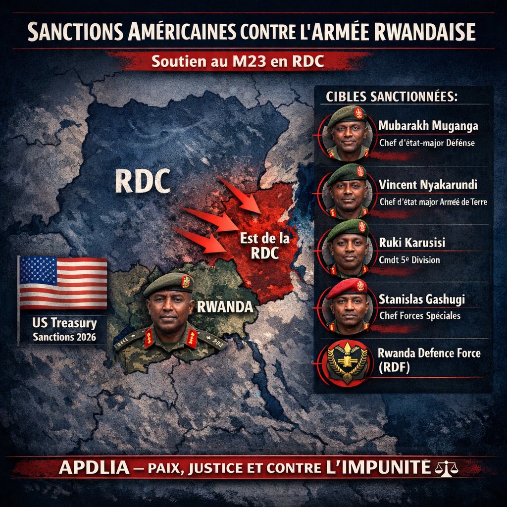 🚨 📢 URGENT: Sanctions du Trésor Américain contre la #RDF de #PaulKAGAME et son Chef d'État Major 🚨

🟢 👉:  home.treasury.gov/news/press-rel…

📢❌ Sanctions américaines contre les responsables militaires rwandais
Le Département du Trésor des États-Unis a imposé de nouvelles sanctions
