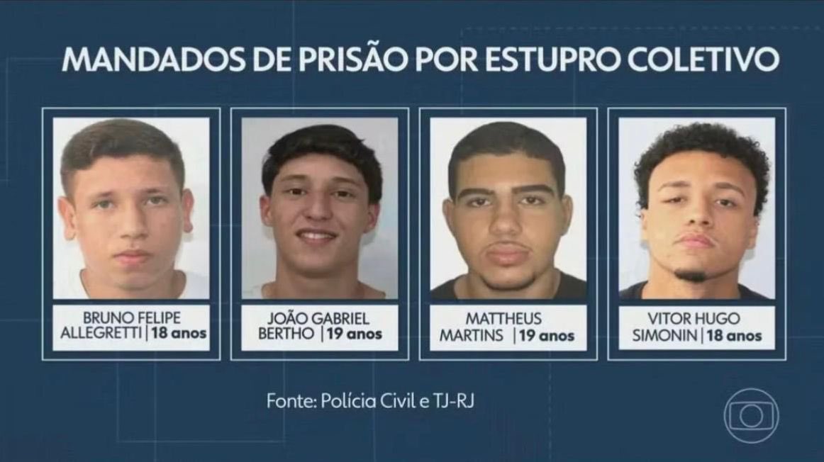 É de embrulhar o estômago ver a notícia de que uma adolescente de 17 anos foi vítima de um estvpro coletivo por esses 4 homens aí da foto, procurados pela polícia. Um deles é seu ex-“namorado”, que a atraiu para uma emboscada, mostrando que foi um crime premeditado, cruel e