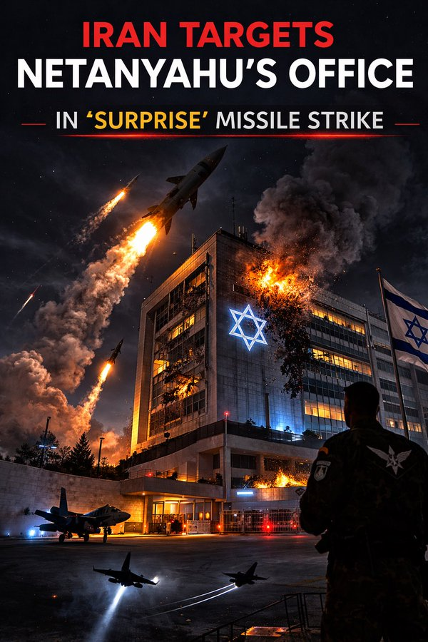 🚨 ⚡#BREAKING Iran has asserted that its latest missile strike was aimed at the office of Israeli Prime Minister Benjamin Netanyahu and the reported location of the Israeli Air Force commander, describing it as a “surprise” operation.
#IranWar #IranIsraelWar #Israel