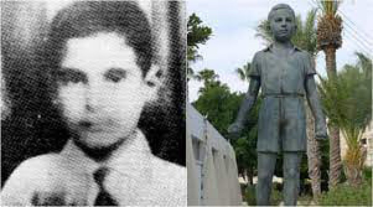 Δημητράκης Δημητριάδης, 7 χρόνων. Πυροβολήθηκε απ' τους Βρετανούς κατακτητες τον Μάρτιο του 1956, στην Λάρνακα, σε συγκέντρωση κατά των Άγγλων.
Αυτούς προστατεύετε. Αυτοί γίνατε.Τοσοι είστε.