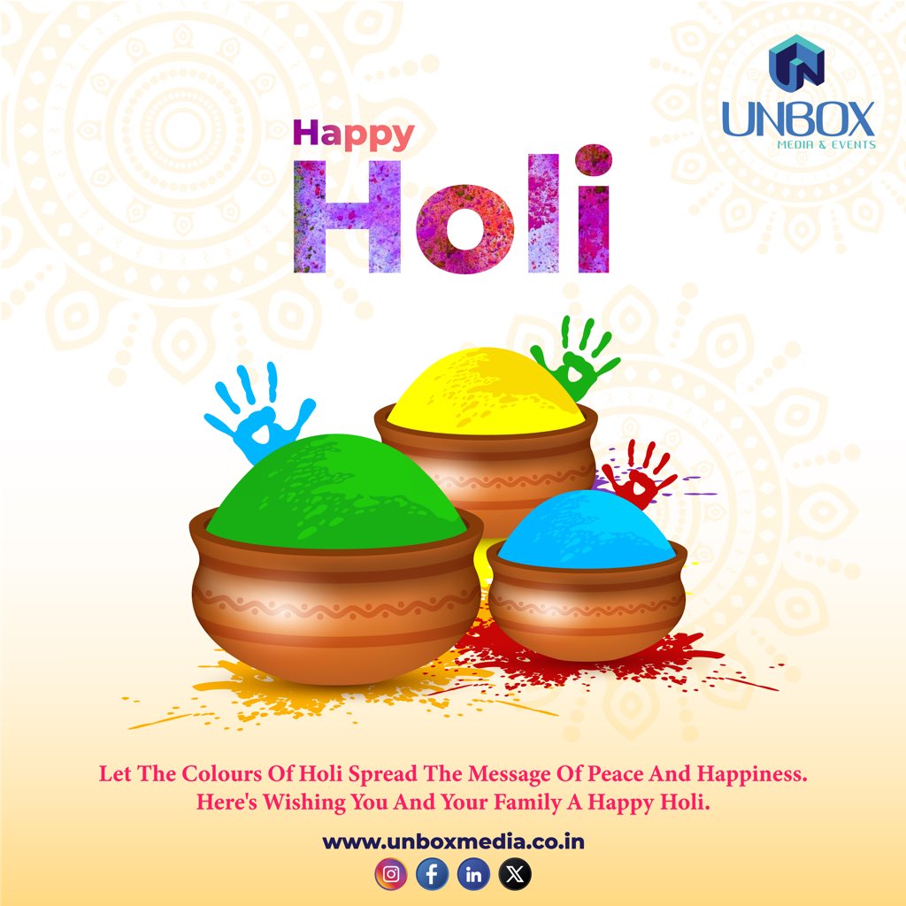 mediaunbox's tweet photo. Happy Holi 🫟

#happyholi #holi2026 #festivalvibes #unboxmediaandevents #teamunbox https://t.co/cxnnwBbQGH
