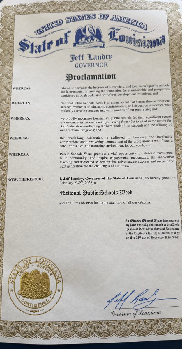 LouisianaSupts's tweet photo. Louisiana Public schools Governor Proclamation . https://t.co/ESTRQeOTsw
