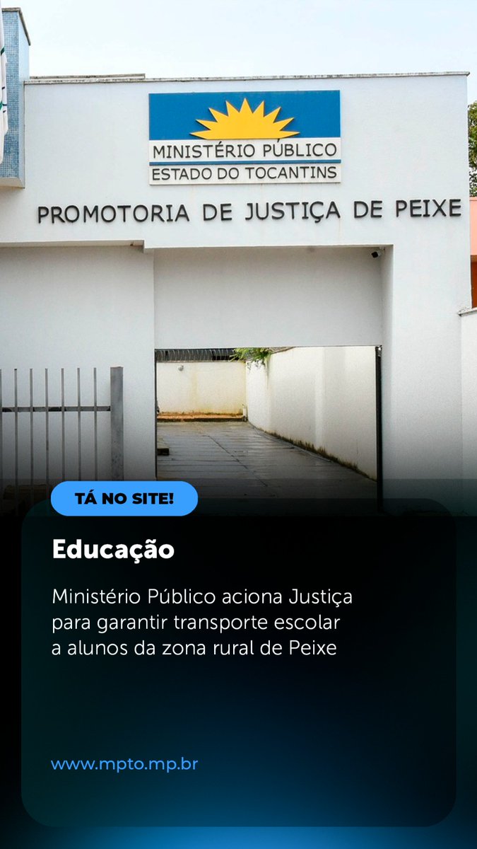 MPETocantins's tweet image. ☝️ Ministério Público aciona Justiça para garantir transporte escolar a alunos da zona rural de Peixe.

🖥️ x.gd/lPUzy

👉 Seus direitos foram desrespeitados?
📞 Ligue 127.

#MPTO #MPTOAtuante #Tocantins #Peixes