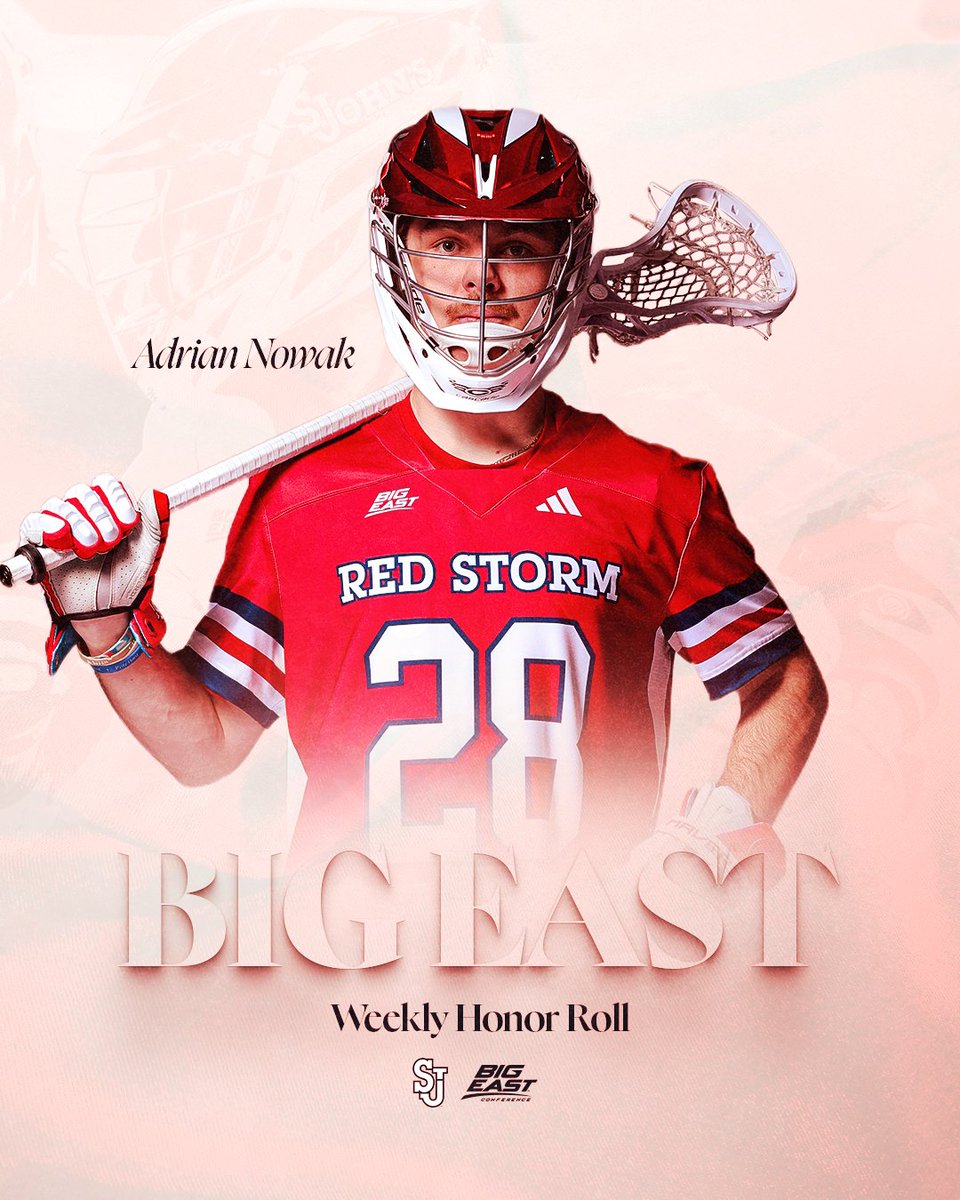 StJohnsLax's tweet photo. Built different 👊

Adrian Nowak earns BIG EAST Honor Roll honors after dropping five goals vs. Lafayette!

#RedStorm https://t.co/to7glGkE5B