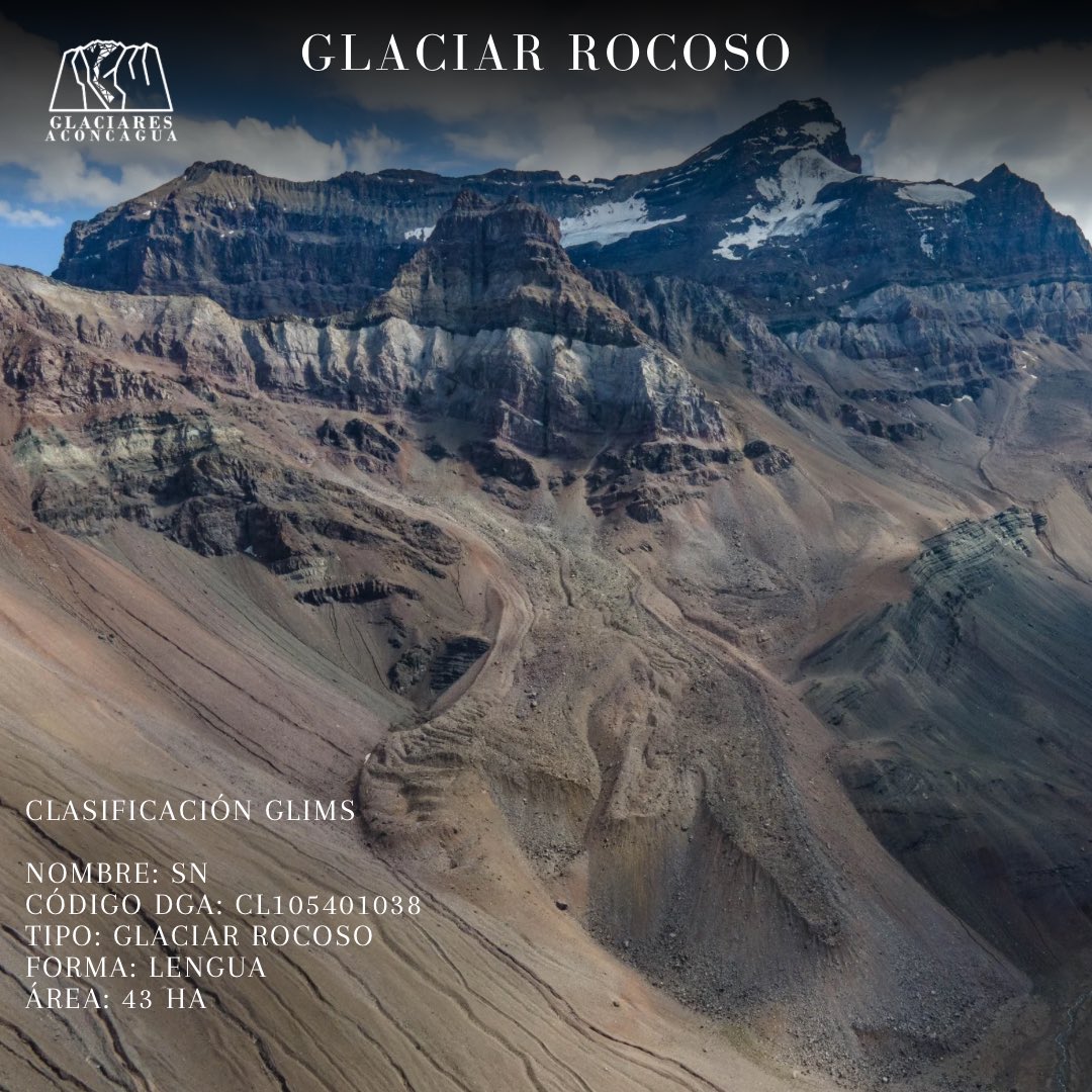 Glaciar rocoso, ubicado en el cajón ojos de agua, Los Andes, región de Valparaíso, Chile