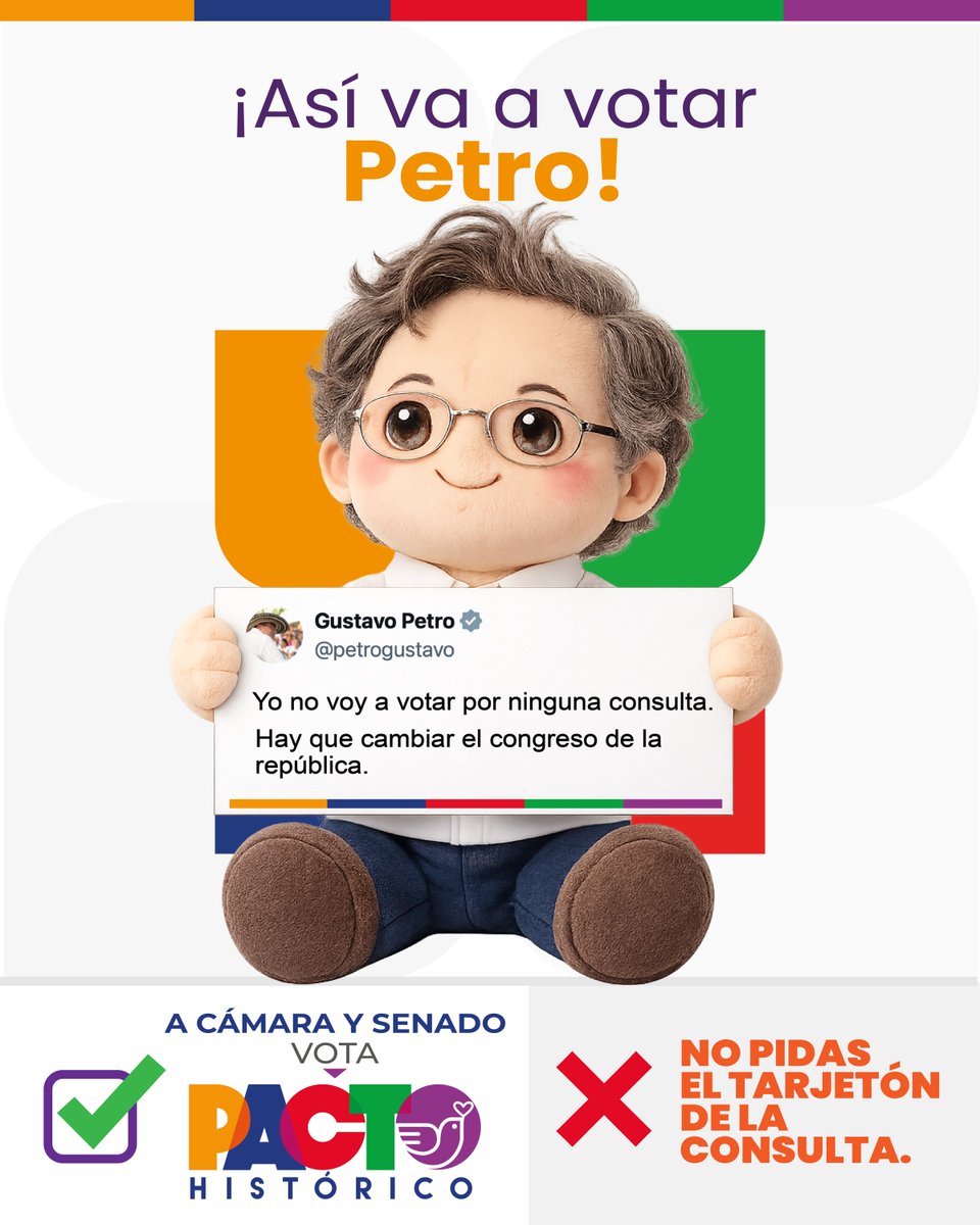 🗳️ ¿Aún no sabes cómo votar?
👉Este 8 de marzo marca #PactoHistórico en los tarjetones de Cámara y Senado. ✍️

✊Necesitamos ser mayoría en el Congreso para que la dignidad siga avanzando.

❌ NO pidas el tarjetón de la consulta.
#VamosPorMás oportunidades y más progreso. ✊🔥