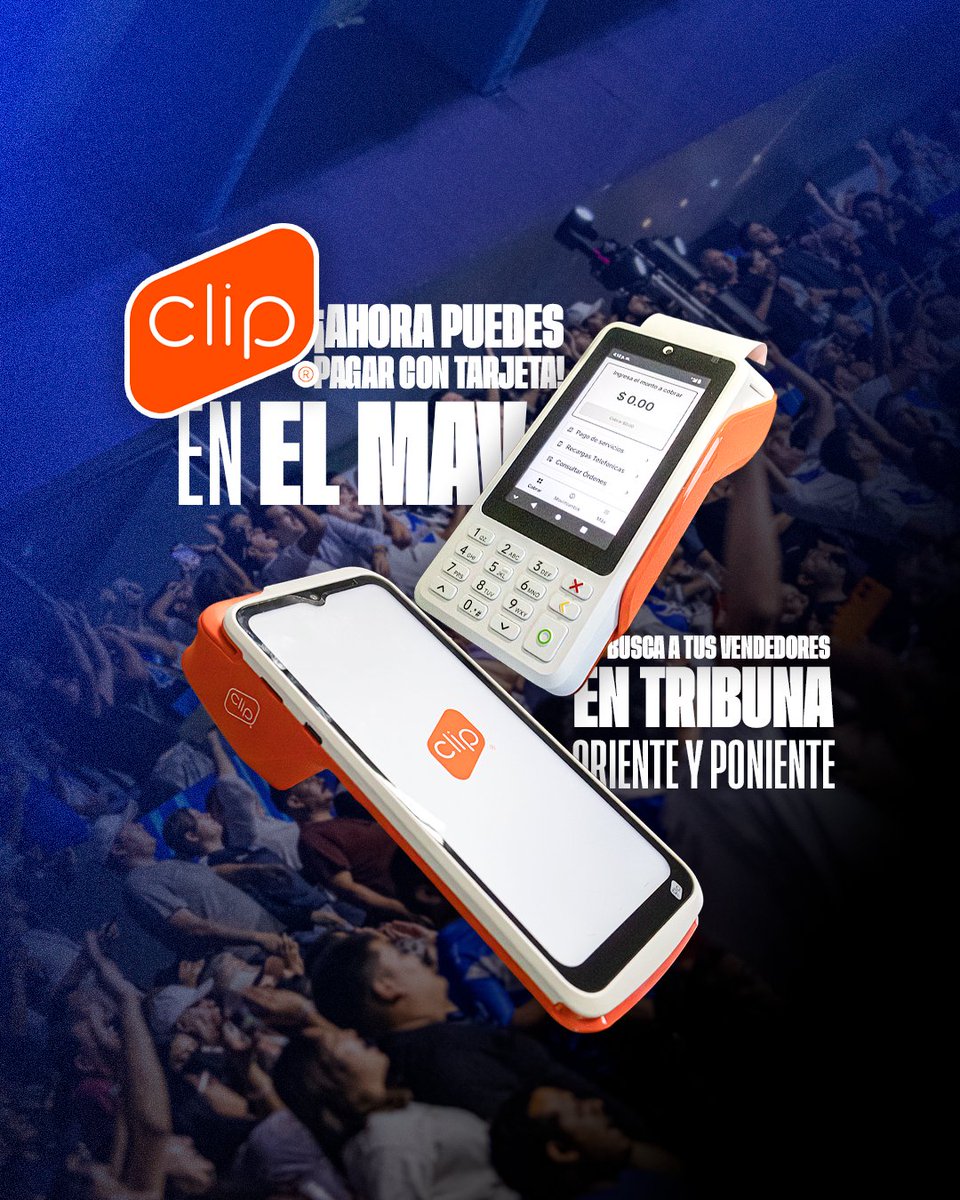 TorosCelayaCD's tweet photo. ¡AHORA pagar en el MAV es más fácil! 👊🔥
Porque ustedes lo pidieron, HOY mejoramos la experiencia en #ElColoso 🏟️: además de las barras, ahora también podrás pagar con Clip directamente en las gradas. 🙌
💙🤍
#CELAYAsomosTOROS 🤘 https://t.co/yjwUQRVPqA