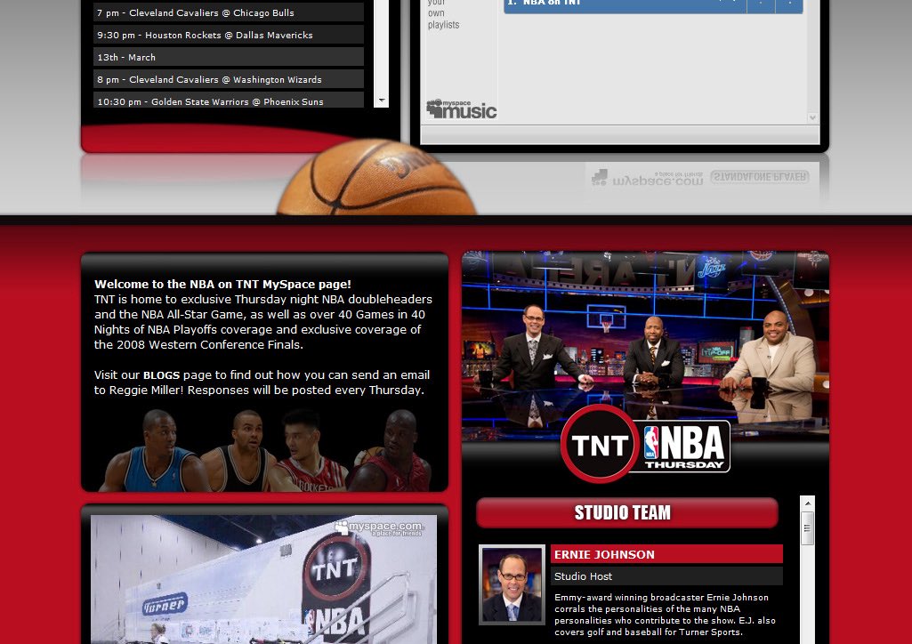NBA on TNT MySpace page 2007-2008