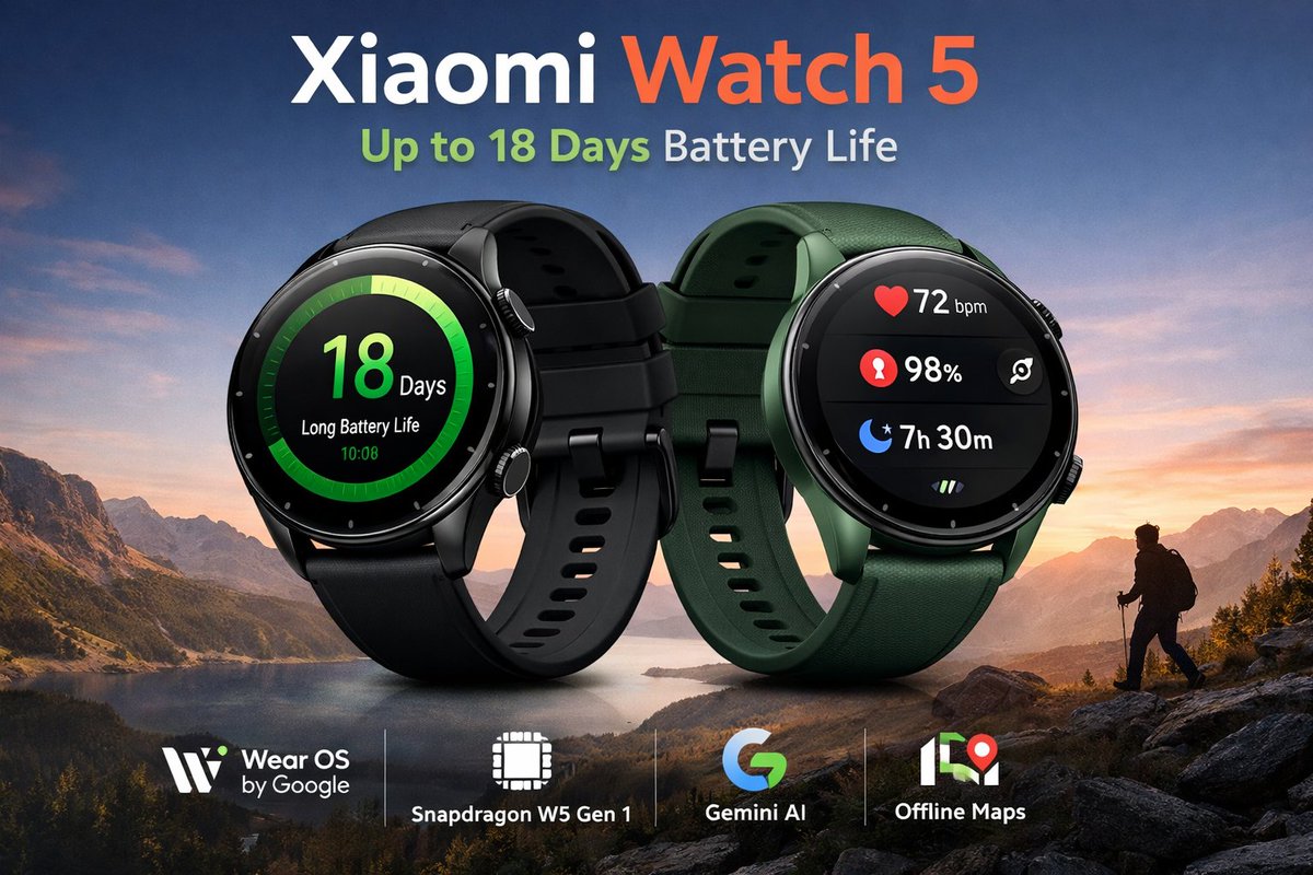 NextTechPlus's tweet photo. Xiaomi Watch 5 is officially launched globally 🔥
18 days battery life + Wear OS + Gemini AI = serious competition in smartwatch market.
Read full details here 👇
https://t.co/WfaakOWlyP
#XiaomiWatch5 #Smartwatch #TechNews #WearOS https://t.co/SUIvGGCynV