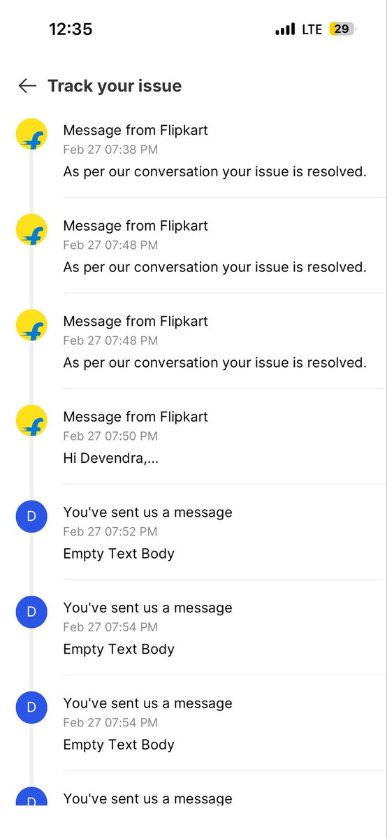 DevendraAloriya's tweet photo. @flipkartsupport Please see the images of the chat history between me and the help centre. These are just text history, apart from this I have described this issue more than 10 times over call.
Now I don’t have enough energy to do the same again.
@flipkartsupport @Flipkart @_Kalyan_K https://t.co/LXYU0Oq9YB