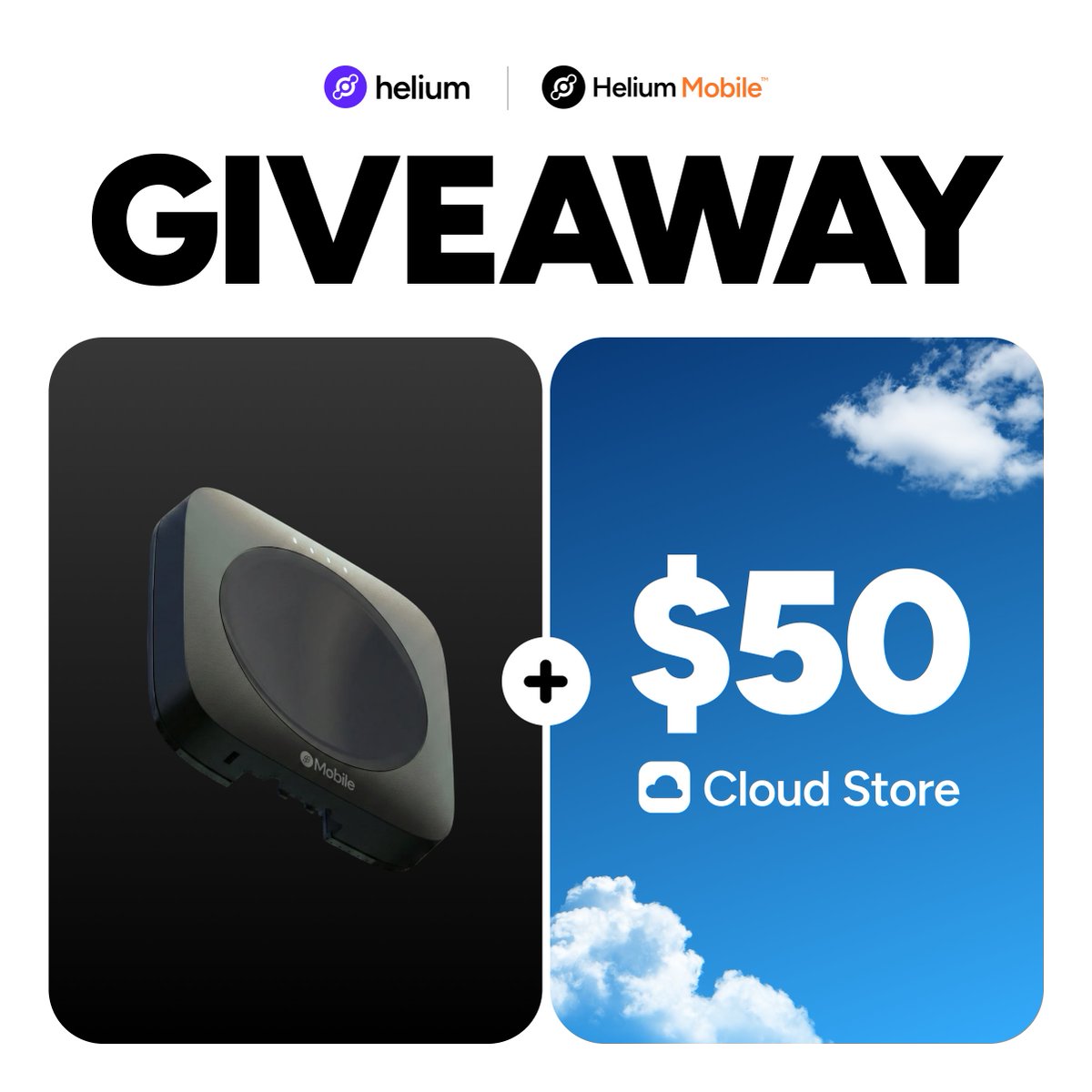 GIVEAWAY ALERT 🎉

Helium x <a href="/helium_mobile/">Helium Mobile 🆓 ☁️</a> giving away:

- 2x Helium Hotspots
- 2x $50 in <a href="/helium_mobile/">Helium Mobile 🆓 ☁️</a> cloud points

To enter:
1️⃣ Follow @Helium_Mobile &amp; <a href="/helium/">Helium🎈</a>
2️⃣ RT this tweet
3️⃣ Tag 2 friends

2 Winners, announced March 9th 🏆