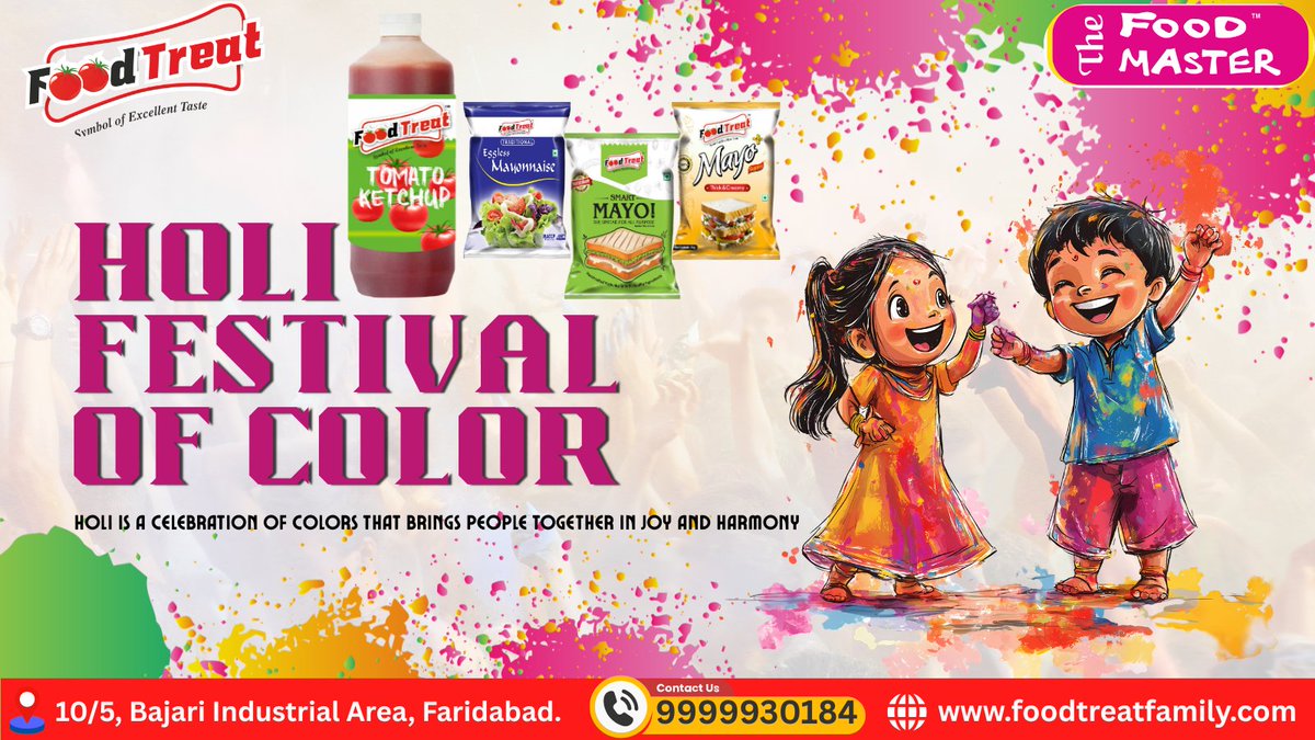 foodtreatfamily's tweet image. Eat. Play. Celebrate. Repeat.
Because it’s HOLI! 🎨
Voice Over Short:
"Aaj rang barse, kal khushiyan tarse nahi."
Hashtags:
#HoliHai #HappyHoli #FestivalOfColors #HoliVibes
Call us: 9999930184 
Web:foodtreatfamily.com
Address:10/5, Bajari Industrial Area, Faridabad.