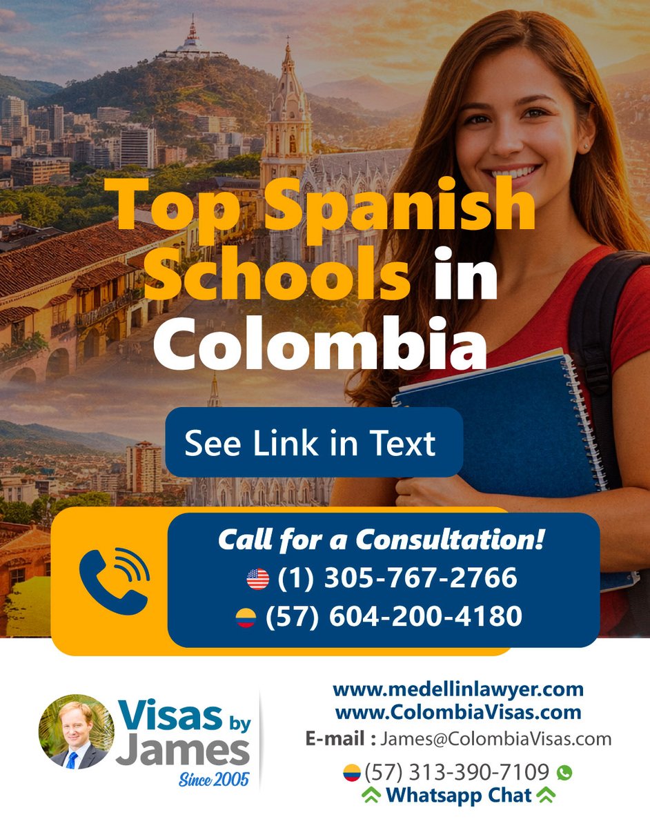 VISADOS's tweet photo. 📷📷 Top Spanish Schools in Medellín, Bogotá, Cartagena &amp; Cali
Ready to learn Spanish while living in one of the most exciting countries in Latin America? Discover the best schools and start your journey today.
📷https://t.co/qxerp5eonB https://t.co/GKE1FkZJxc