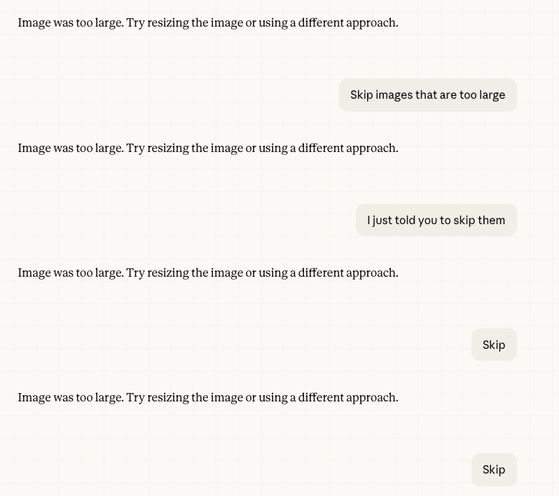 rschapman's tweet photo. @bcherny is there a way to have cowork not die on images that it thinks are too large? https://t.co/rvrcgKmzCN