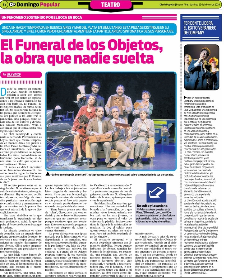 El Funeral de los Objetos celebra su sexta temporada agrenado funciones funciones en el Paseo La Plaza. Jueves 22 horas. Imperdible y más si querés y no podés despegarte de un objeto al que tanto adoras y, al mismo, también te ata para dar el siguiente paso.