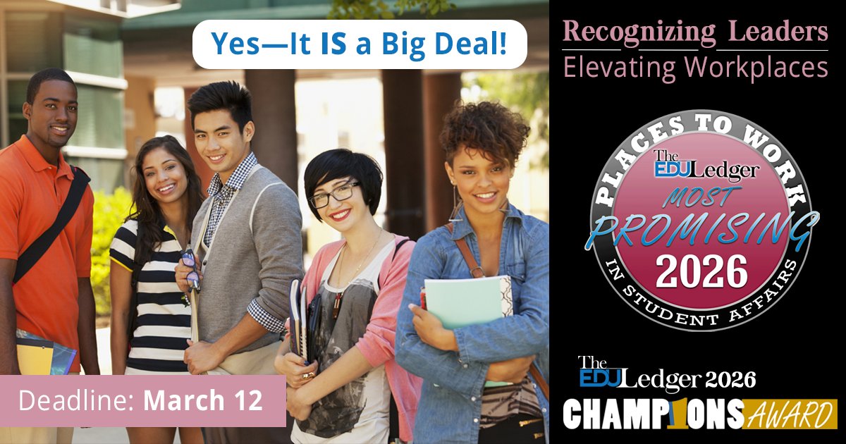 TheEDULedger's tweet image. Ad Deadline March 12 | Our April issue celebrates the future of #studentaffairs and #communitycolleges through our Champions Tribute and our Most Promising Places to Work in Student Affairs recognition.

Learn more about advertising in this edition: bit.ly/4tQxUJF