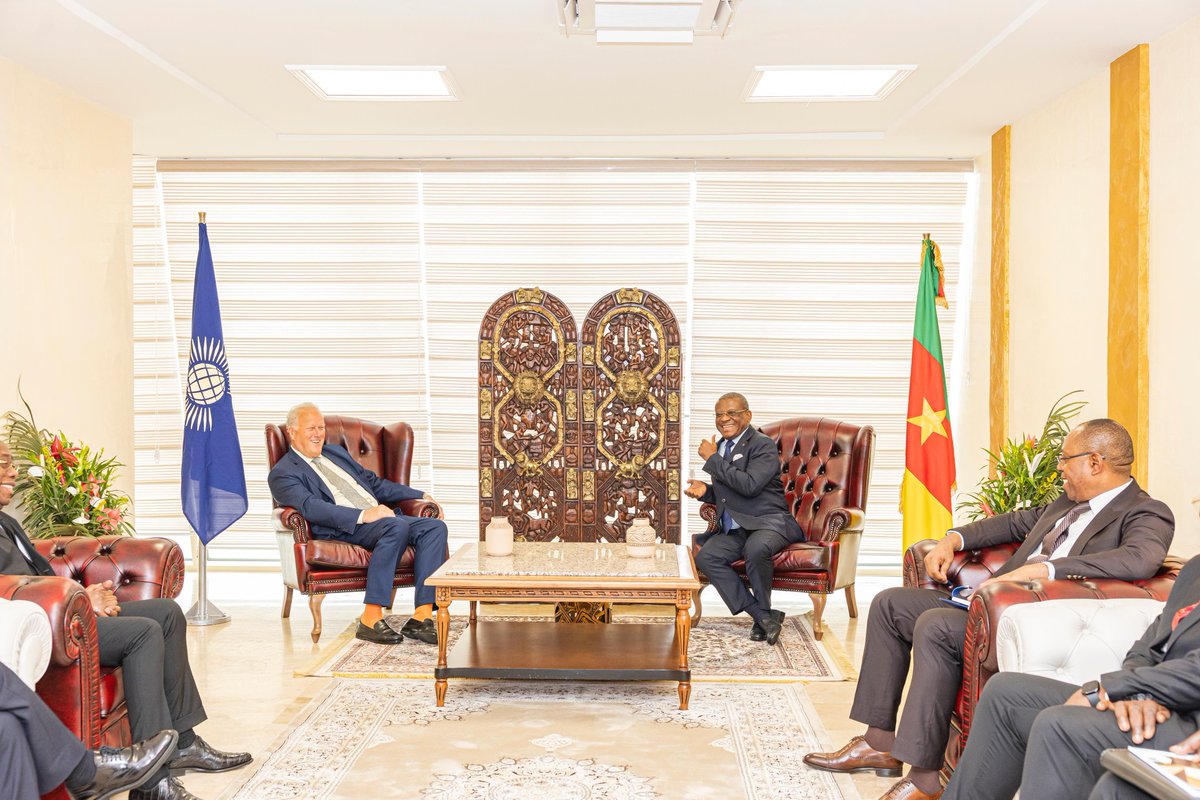 joDionNgute's tweet photo. 🇨🇲 Cameroon has been invited as Guest of Honour at the  #London Summit on Trade and Investment (CTIS 2026), to be held next April under the Distinguished Patronage of @King Charles III
The official invitation was presented on 2 March 2026, at the Star Building by Lord Jonathan Peter Marland, Chairman of the #Commonwealth Enterprise and Investment Council (#CWEIC), during his working visit to Cameroon. ⤵️
We also discussed the digitalization of secondary education, an initiative led by the Commonwealth Enterprise and Investment Council. 🇨🇲
#PM #JDN #Cameroon 
#commonwealthday 
#CWEIC