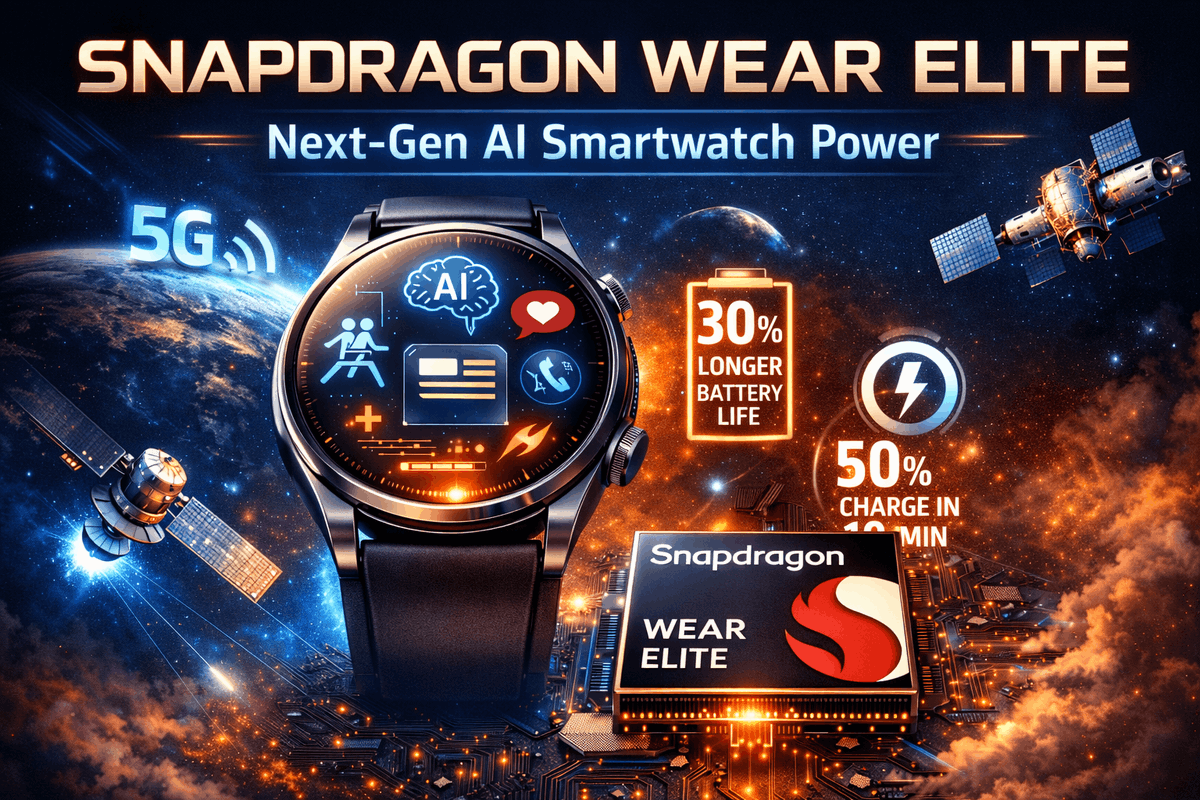 NextTechPlus's tweet photo. Snapdragon Wear Elite is here Qualcomm’s first Elite chip for smartwatches brings on-device AI, 30% better battery, and 50% charge in just 10 min.

Next-gen AI on your wrist is coming in 2026
Read more: https://t.co/WfaakOWlyP
#SnapdragonWearElite #Qualcomm #WearOS #Smartwatch https://t.co/UX1IcQ3pAf