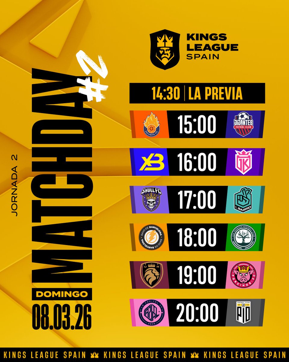Horarios confirmados para la Jornada 2✅