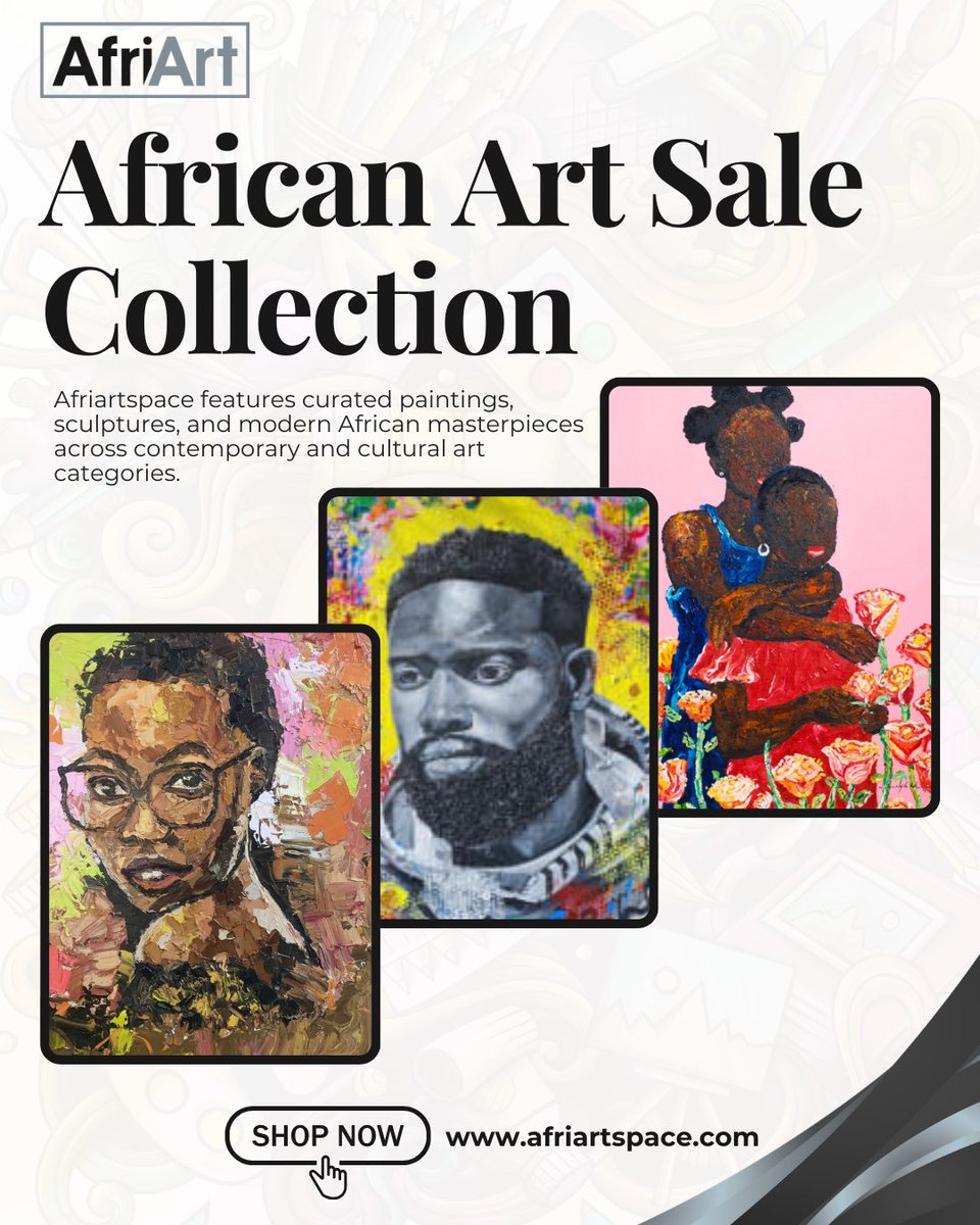 afriartspace's tweet photo. Discover authentic masterpieces in our African Art Sale. Own culture. Own creativity. 

Visit https://t.co/Ype5WKH4KV now. 

#AfricanArtSale #BuyAfricanArt #ArtCollectors #SupportAfricanArtists https://t.co/CN6cGOLH1f