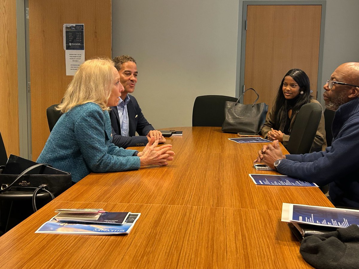 RepMGS's tweet photo. I visited Cheyney University — the oldest HBCU in the nation — to meet with leadership, faculty, and students about the challenges facing higher-ed institutions and to hear how Cheyney is working to enhance the student experience through internships and other workforce development efforts on campus.