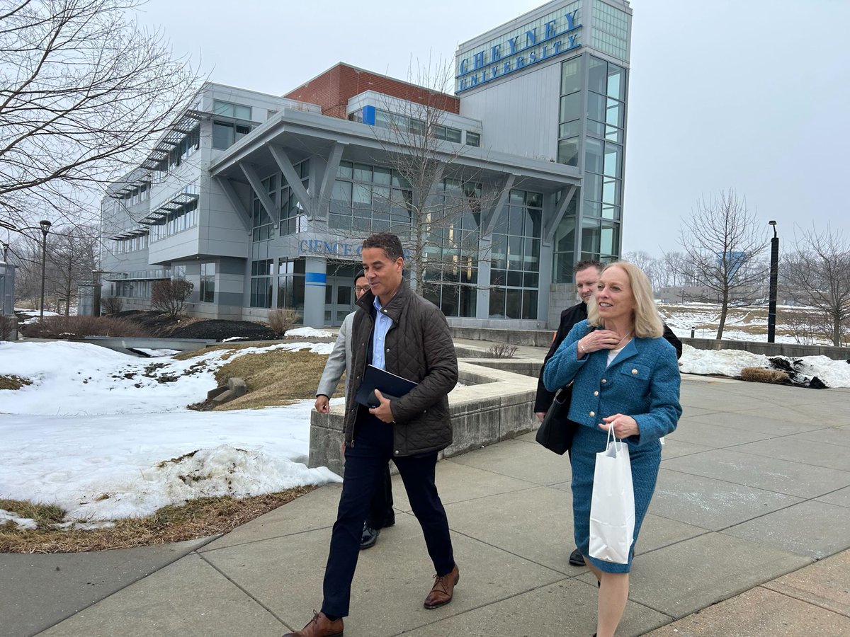 RepMGS's tweet photo. I visited Cheyney University — the oldest HBCU in the nation — to meet with leadership, faculty, and students about the challenges facing higher-ed institutions and to hear how Cheyney is working to enhance the student experience through internships and other workforce development efforts on campus.