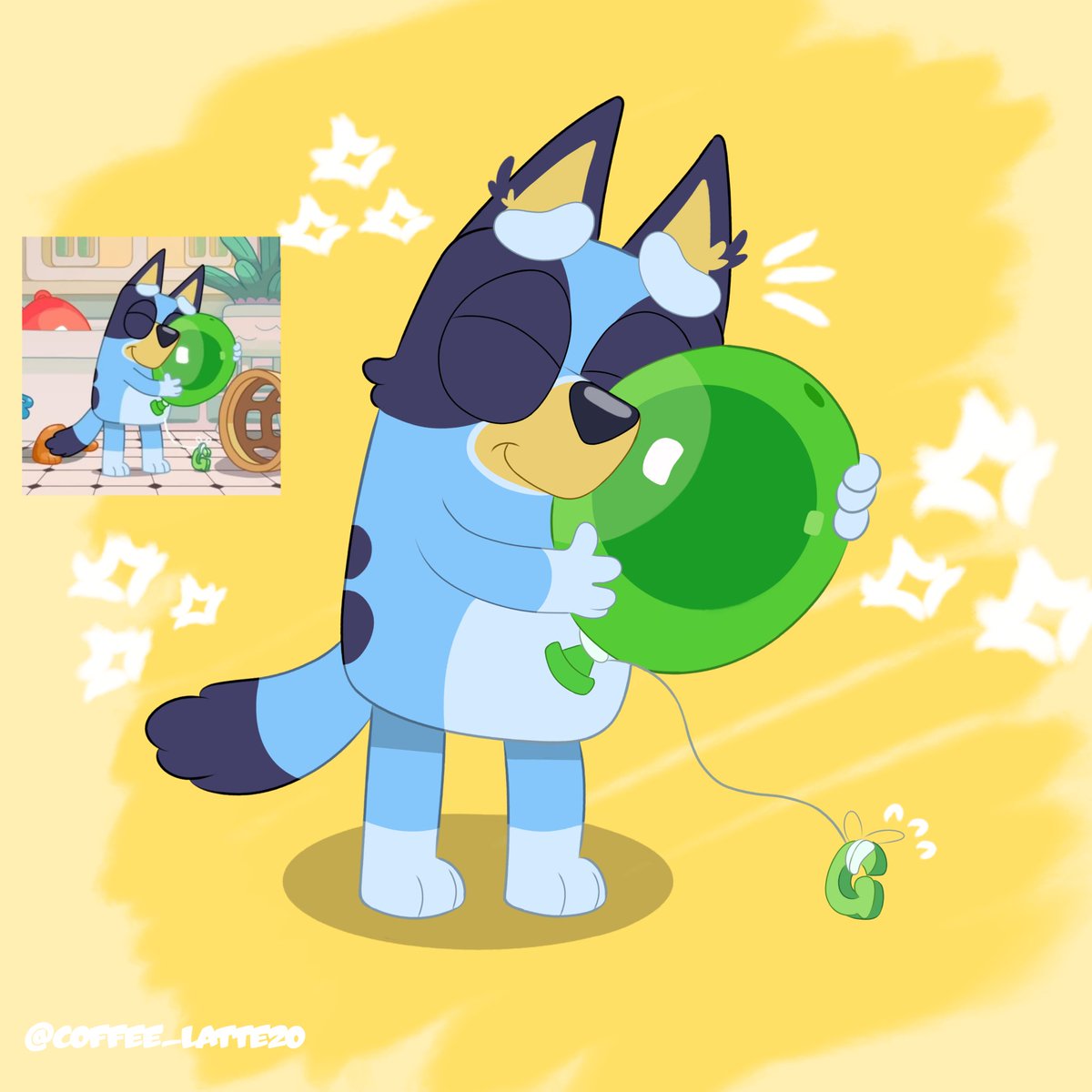 Bluey hugging a green balloon named "Greeny"💙🎈
#bluey #blueyart #blueyfanart
