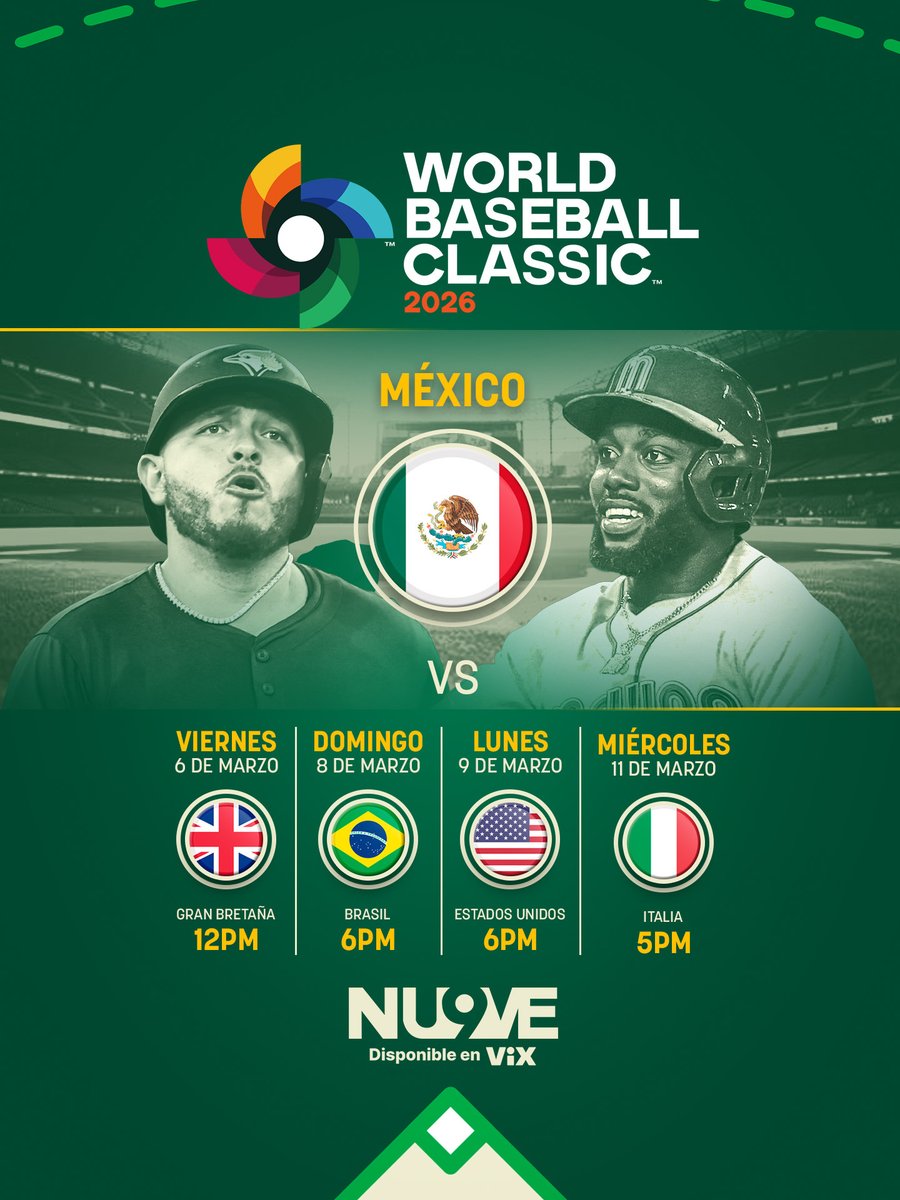 Se viene #NuestroClasicoMundial de Beisbol y es tiempo de apoyar a los nuestros ⚾🏆🌎

Todos los partidos de México en su intento por alcanzar la gloria de la pelota caliente 💪🏻🇲🇽🤩 

A partir de ESTE VIERNES por <a href="/ElNueveOf/">El Nueve</a>📺💎