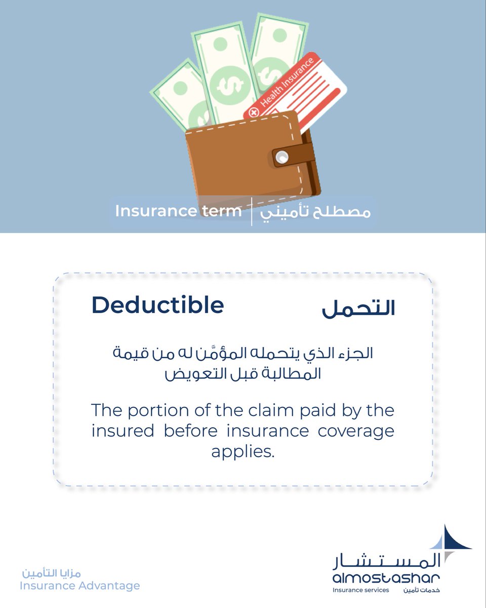 almostashar_ins's tweet photo. #التحمل  #deductible #insuranceterm #insurance #مصطلح_تأميني #وساطة_التأمين https://t.co/N0YmlgoY5R