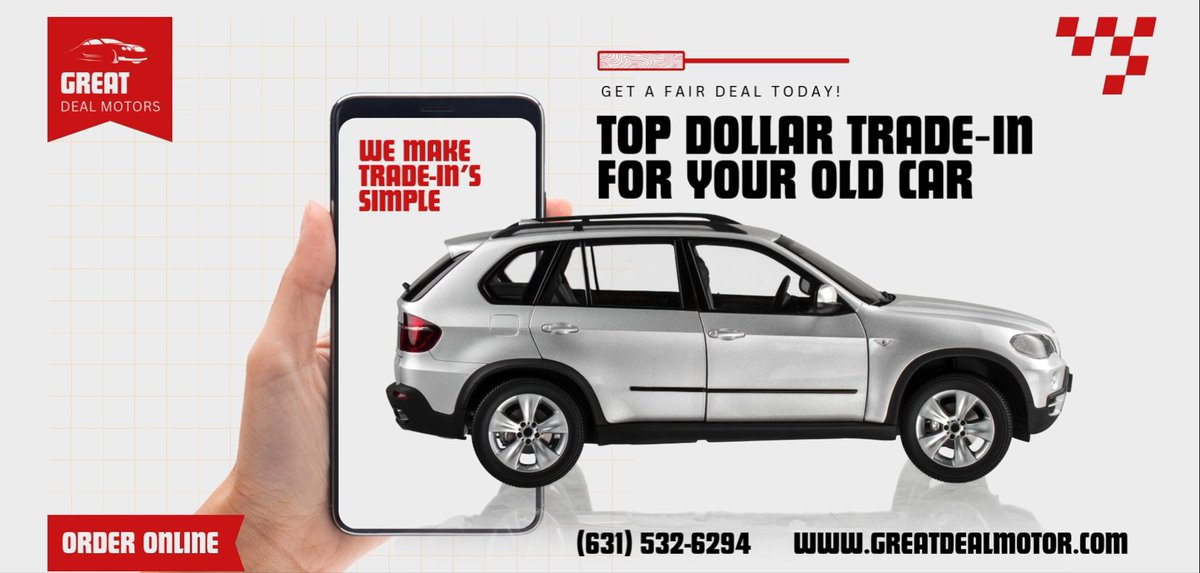 GreatDealMotors's tweet photo. Top Dollar Trade‑In for Your Old Car
Turn your current vehicle into real buying power. By bringing in your old car no matter its age or condition you can unlock a higher trade‑in value and lower the cost of your next ride. 
#TradeInYourCar #UpgradeYourRide #CarDeals https://t.co/KMRTB5jjle