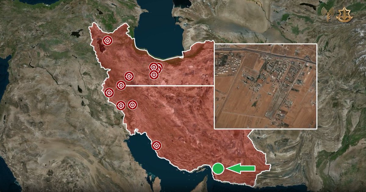 MarkZlochin's tweet photo. Another important point raised by @ribeiro__2022:

On February 28, IDF targets appear to have been concentrated in the western parts of Iran, whereas Minab (marked below by a green circle) is located much further south-east, near the Strait of Hormuz. 

Which makes it highly unlikely that the school was hit by Israel.

(source of the map in the next tweet)