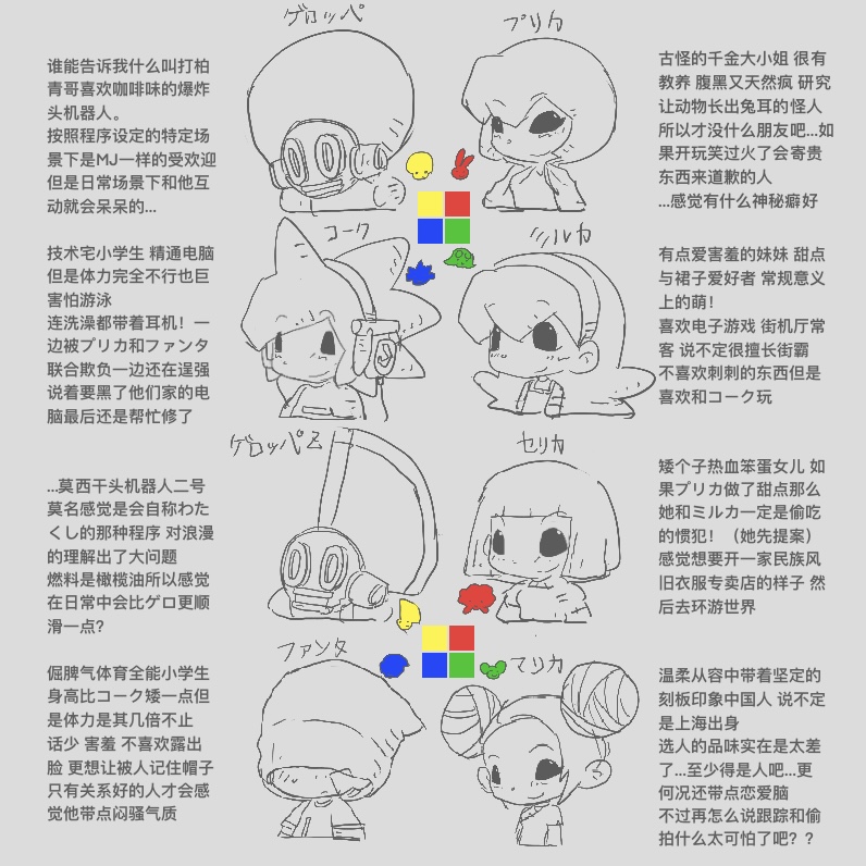 sonasu4914's tweet photo. （re）自己对于这些人的性格理解
话说マリカ是指茉莉花吗。？虽然感觉她是现在最有人气的角色 但是除了温柔地跟踪和偷拍以外…完全不知道其他设定啊（ https://t.co/7zg30VQqAR