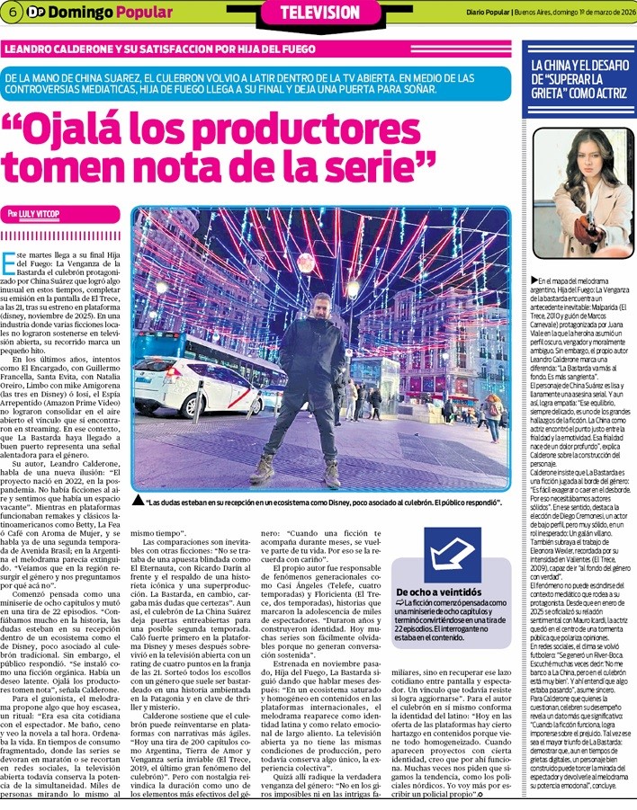 Mañana el final del culebrón Hija de Fuego, La Venganza de la Bastarda (El Trece, a las 21). Con La China Suárez y gran elenco.  Historia de pequeño pueblo, infierno grande, pero por sobre todo le abrió la puerta al género que nos identifica. La telenovela en clave policial.