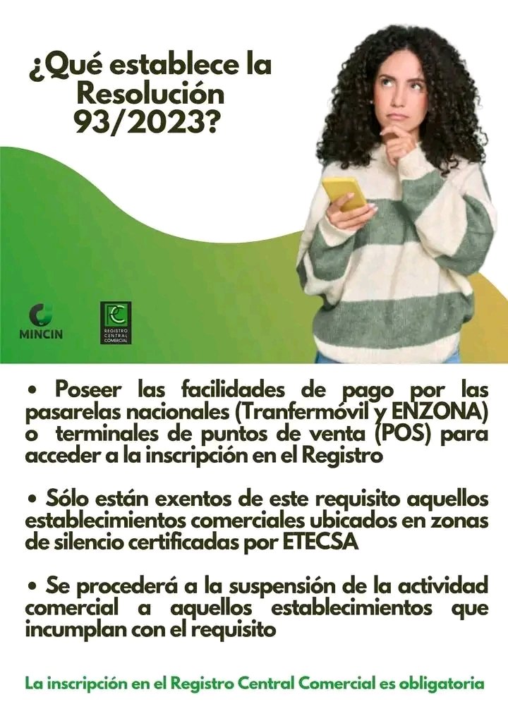 Niurkacm1's tweet photo. 👉🏻Res.93/23📝 establece, la obligatoriedad de poseer #PagoElectrónico para ejercer la actividad comercial, otorgándole el derecho a los clientes de exigir la forma de pago📲.
📞Número 80 02 2622,  para inconformidades y sugerencias.
😉La legalidad de tu negocio depende de tí. https://t.co/QqpT3NMCHE