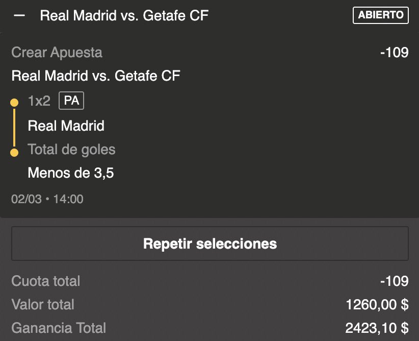 CAM_PICKS's tweet photo. Les comparto mi jugada de hoy 👀🔥

Real Madrid vs Getafe:

• Madrid en casa: 29 GF / 8 GC • Getafe fuera: 10 GF en 25 jornadas • Bordalás va a cerrar líneas y jugar a sobrevivir

Mi marcador es 2-0 para el Madrid. 🎯

#LaLiga #RealMadrid https://t.co/M0wOCRvQ6n