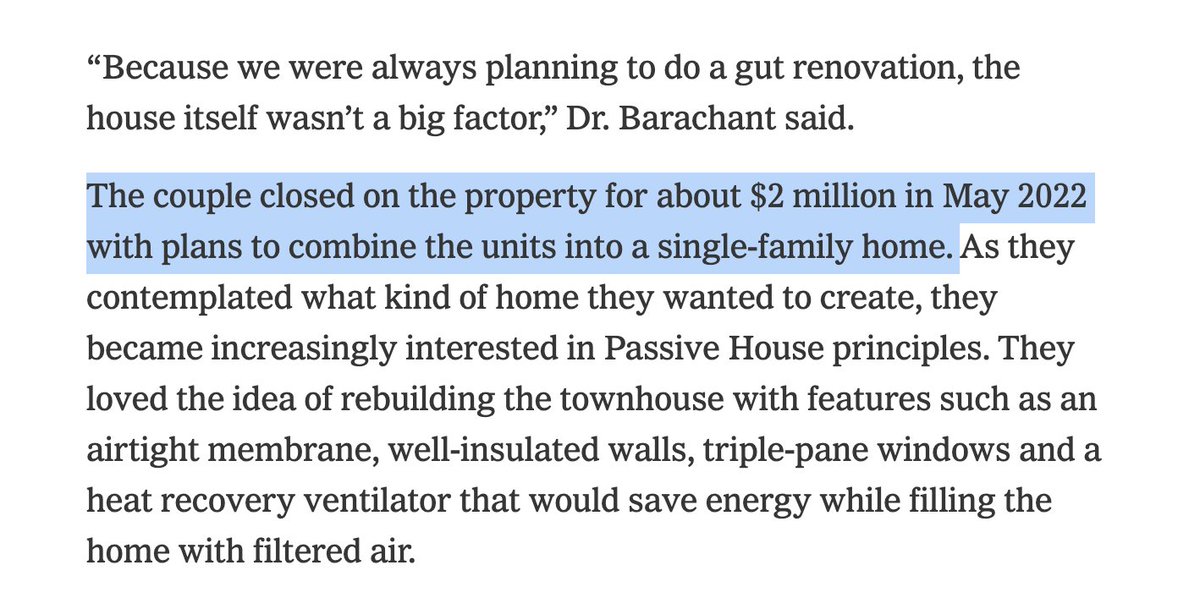 turbovax's tweet photo. Today in the Times: combining multiple Greenpoint apartments into one single-family home, but greenwash it

This is the real embodiment of the YIMBY nightmare https://t.co/nh7mAPdoIv