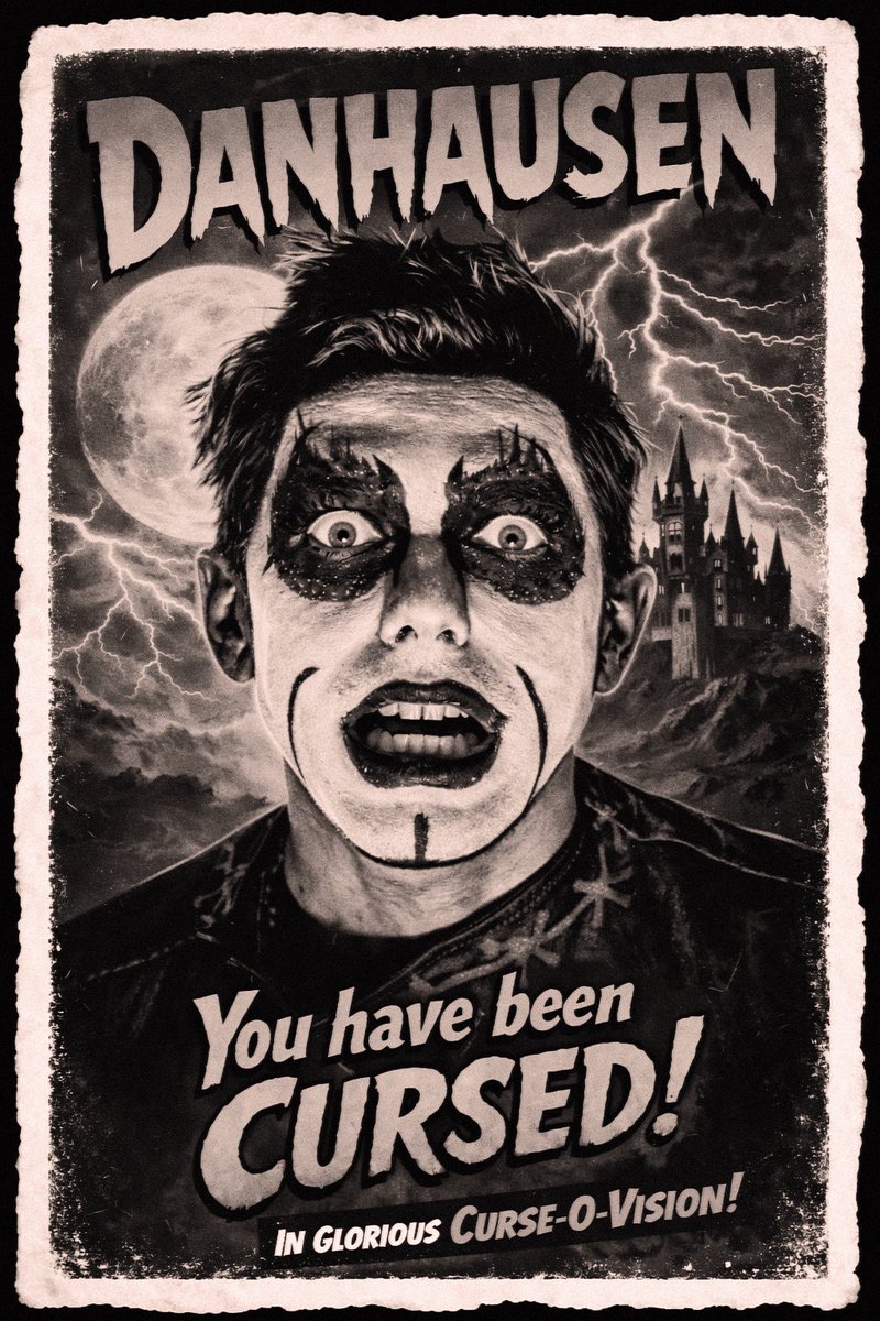 🦷 YOU HAVE BEEN CURSED! 🦷 (In Technicolor and Film Noir!) 

<a href="/DanhausenAD/">Danhausen</a> 

🎨: Me 

#Danhausen 
#WWE