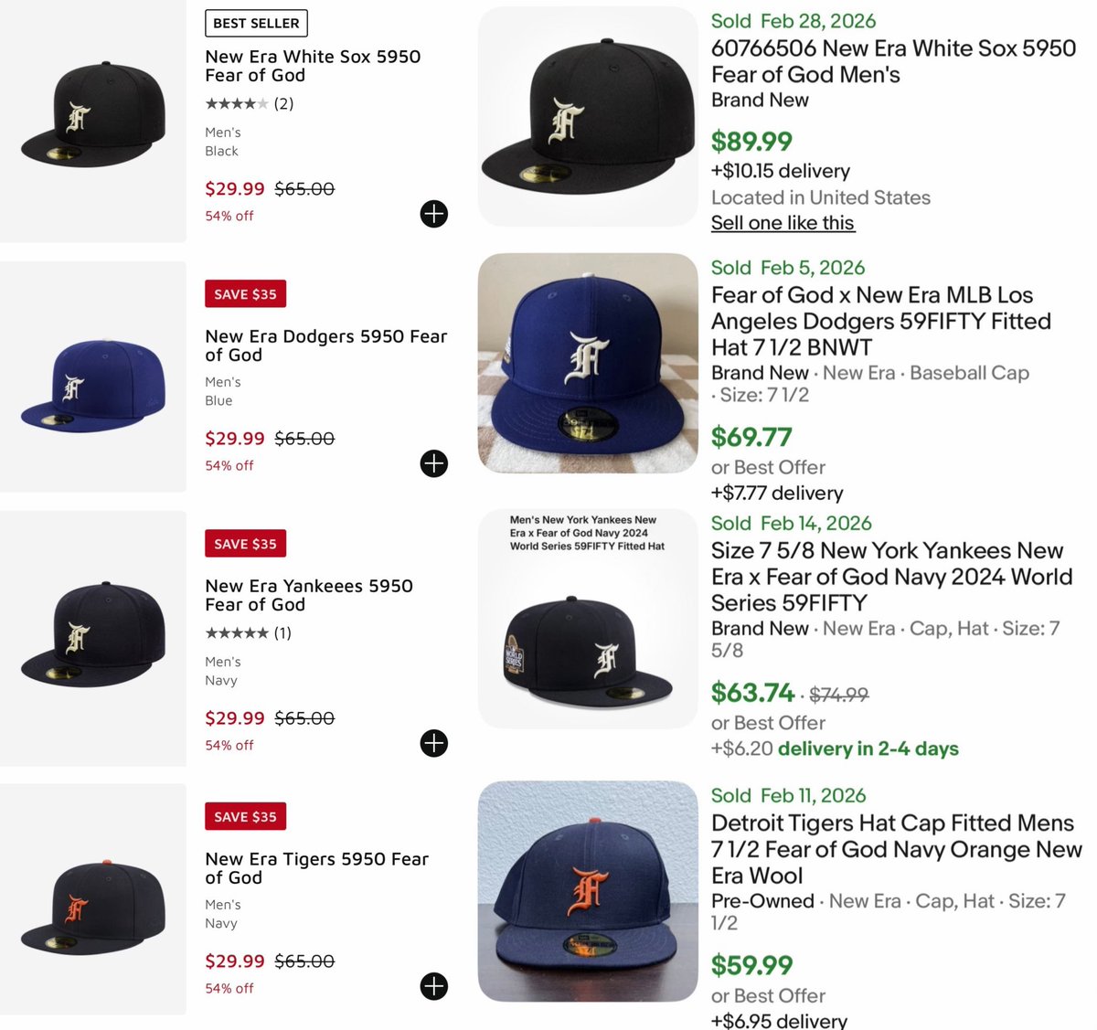 stealthydeals's tweet image. $30 NEW ERA X FEAR OF GOD BASEBALL HATS

Originally $65 each with many sizes available

Free shipping with rewards account( free to sign up and join)
Same hats recently sold for $60+ on eBay  

mavely.app.link/6lejNMkHb1b

#deals #ad #hypebeast #MLB