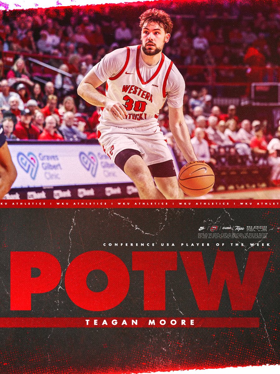 WKUBasketball's tweet photo. 2x Conference USA Player of the Week 🏆

➜ 23.5 PPG
➜ 6.0 RPG 
➜ 2.0 APG
➜ 0.5 SPG
➜ 2 Wins

Teagan Moore goes back-to-back 🔄

📲 https://t.co/lbL6fJ3nST

@TeaganMoore7 | @ConferenceUSA https://t.co/mI0UEBDEXU