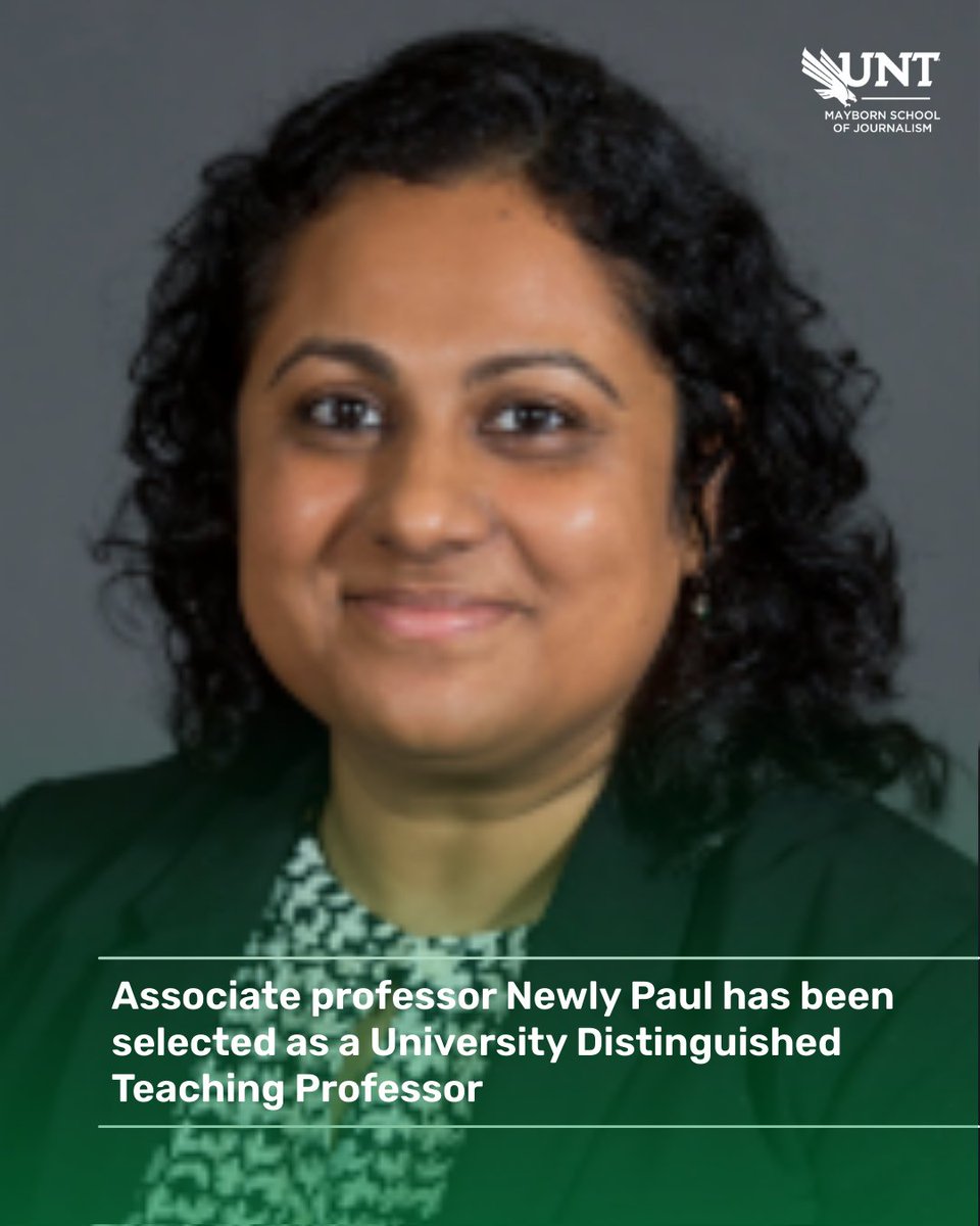 MaybornUNT's tweet photo. Associate professor Dr. Newly Paul has been selected as a University Distinguished Teaching Professor
 
Join us in congratulating Dr. Paul on this achievement. We are #MaybornProud! https://t.co/YxgWuLFCe7