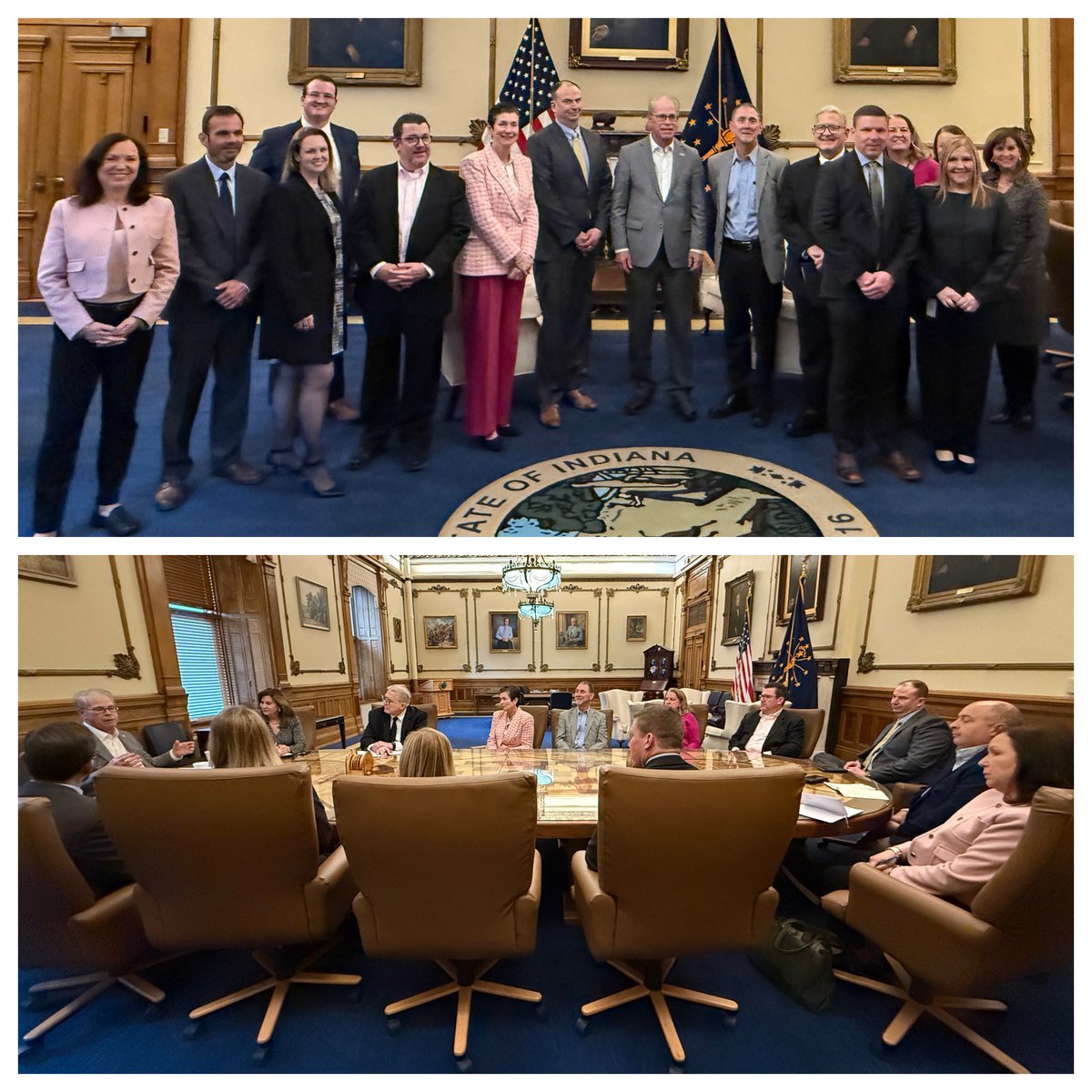 Our members enjoyed another Day at the Statehouse last month, meeting with Governor Mike Braun, Speaker Todd Huston, Secretary of Energy Suzie Jaworowski, Office of Energy Development Executive Director Jon Ford, IURC commissioners, and legislators. (1/2)
