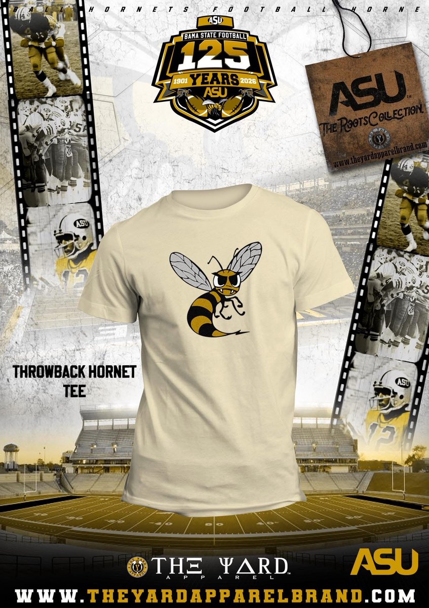 theyard_apparel's tweet image. THE THROWBACK HORNET UNISEX TEE!!!!
theyardapparelbrand.com

!!Pre order item!!
Orders will ship out in time for Black n Gold game April 11th. 
2026 is the year of “retro”
“THE ROOTS COLLECTION” by
THE YARD APPAREL is celebrating over 120 years of ASU HORNETS football. #myasu
