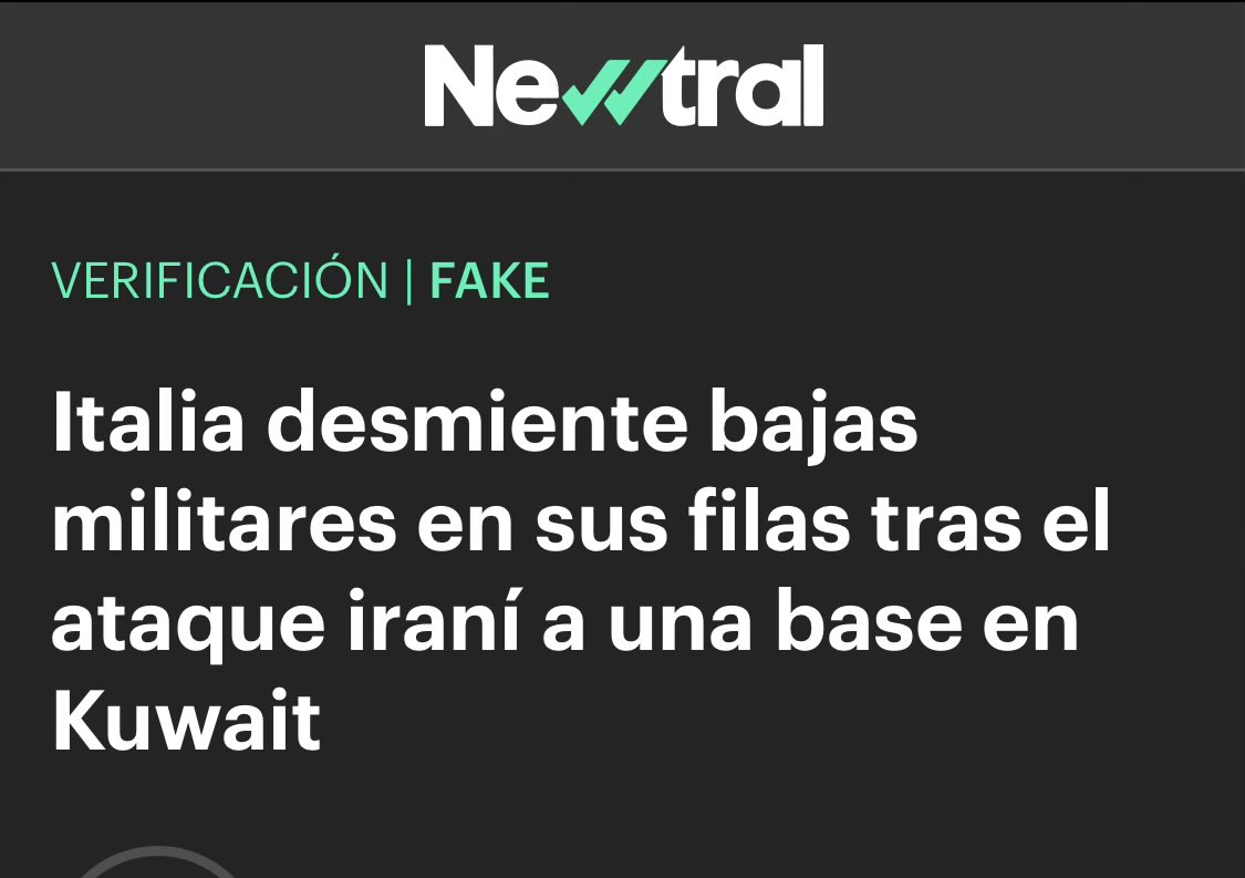 franaparicio1's tweet photo. @geoestratego una duda… cuántos Italianos han muerto en el ataque Iraní? Es que aquí en Italia… no dicen nada https://t.co/G5nVYtRGNx