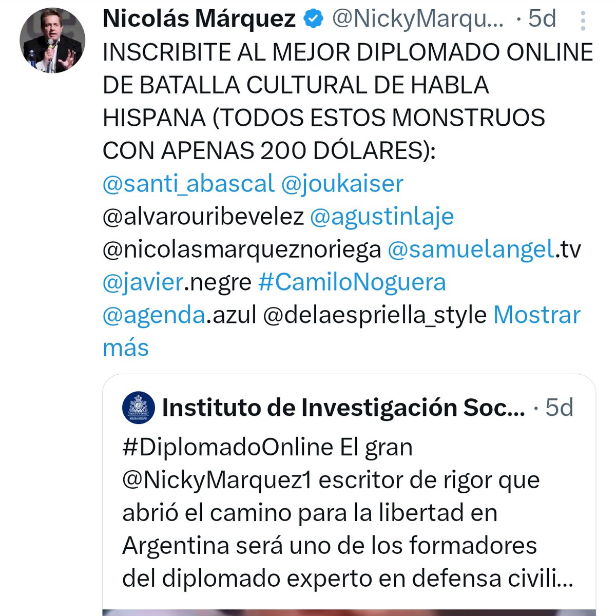 200 dólares un diplomado con vendehumos sobre "batalla cultural"?! Y estos son los mismos pendejetes que se burlaban de los diplomados de "estudios de género"