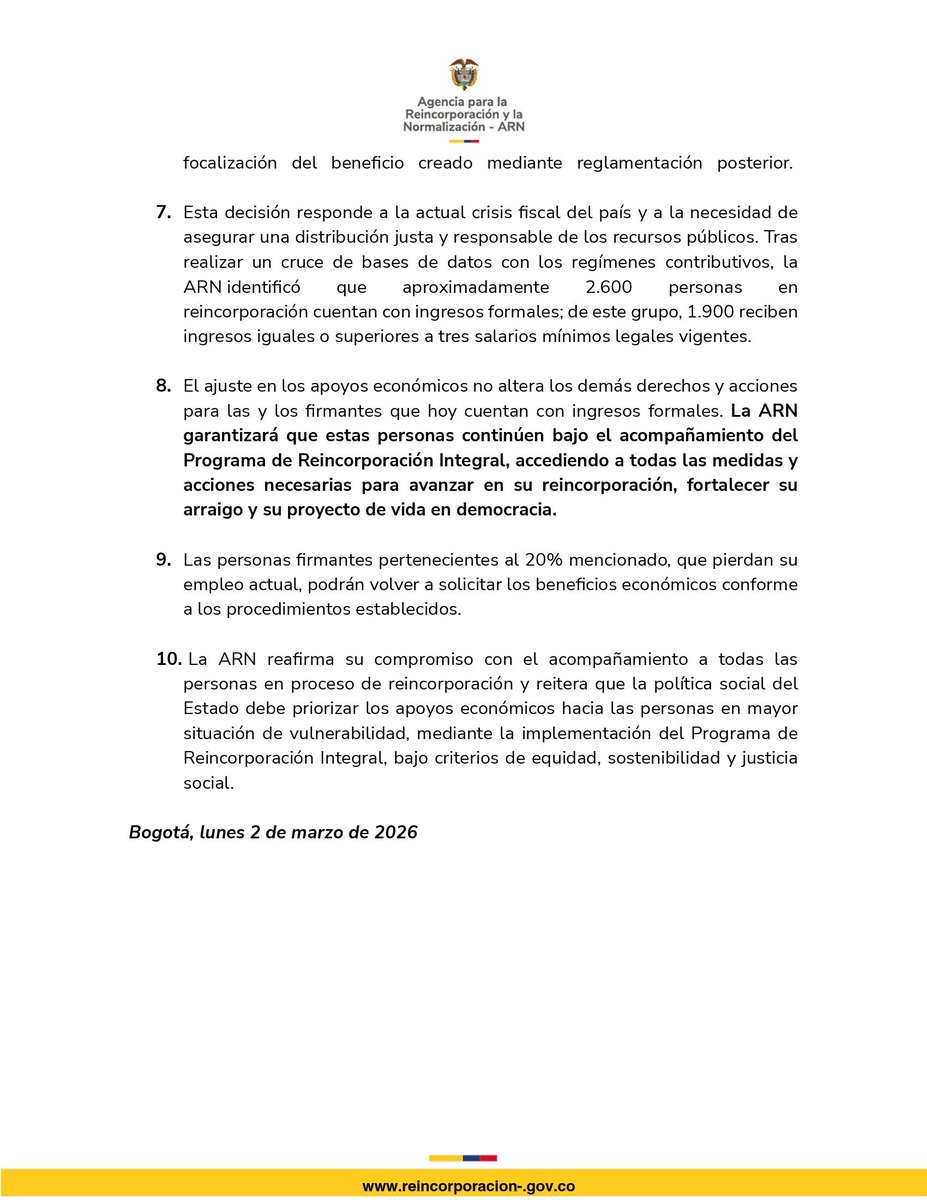 Agencia para la Reincorporación y la Normalización tweet media