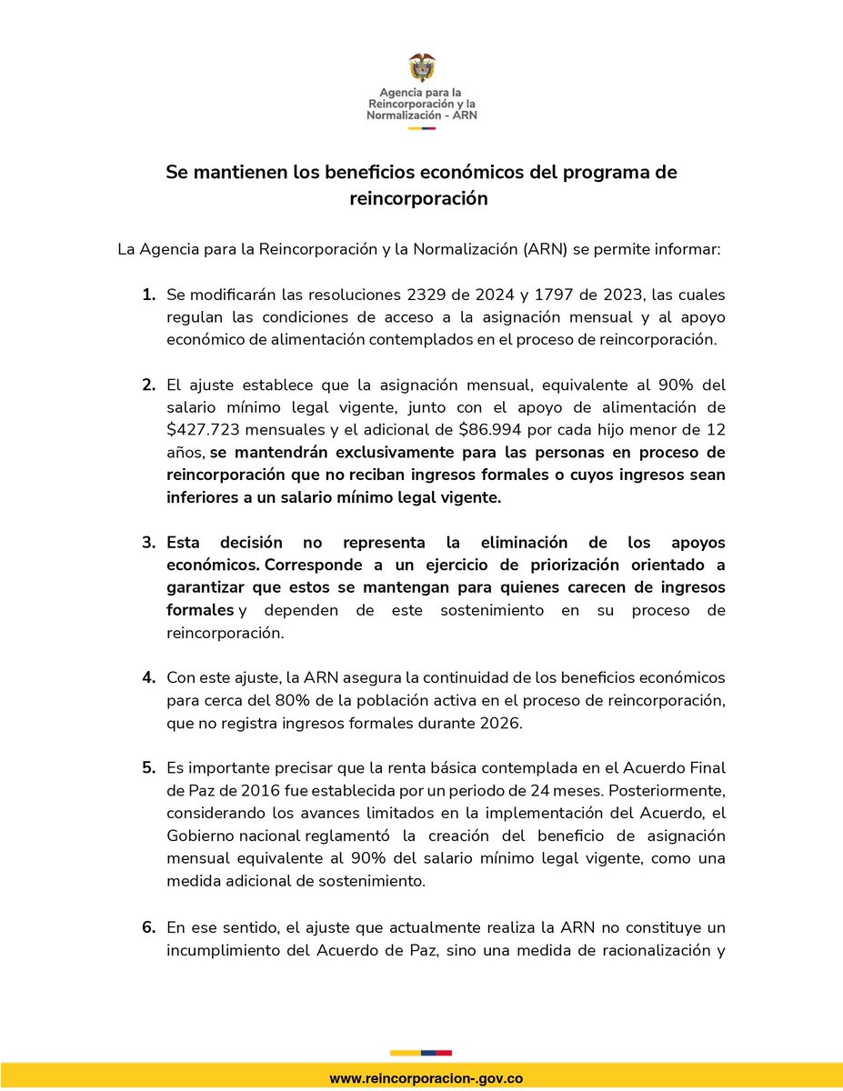 Agencia para la Reincorporación y la Normalización tweet media