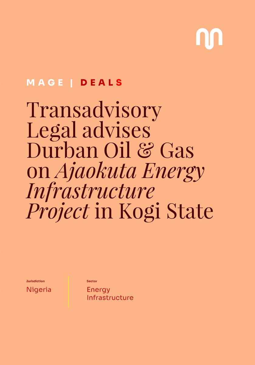 MageAfr's tweet photo. Transadvisory Legal has advised Durban Oil &amp; Gas Ltd on Ajaokuta Energy Infrastructure Project in Kogi State. https://t.co/7w6ooKhoFm