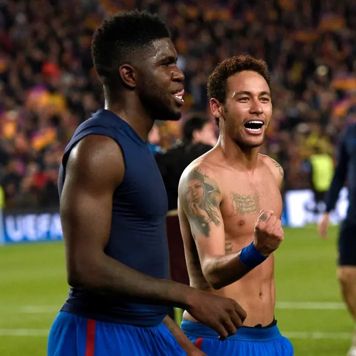 futtmais's tweet photo. Samuel Umtiti, ex-Barcelona, comenta sobre atitude de Neymar após a derrota por 4 a 0 para o PSG, pela Champions League:

“Perdemos por 4 a 0 no jogo de ida, e eu o vi se preparando para dançar no hotel. Na minha cabeça, eu me perguntava como ele podia simplesmente aparecer assim? E ele estava tão confiante, disse: essa noite é nossa.” 

“Muitas vezes antes da partida, ele dizia: hoje eu vou marcar dois gols”, e era exatamente isso que acontecia”.

🗞️ @DAZN_FR